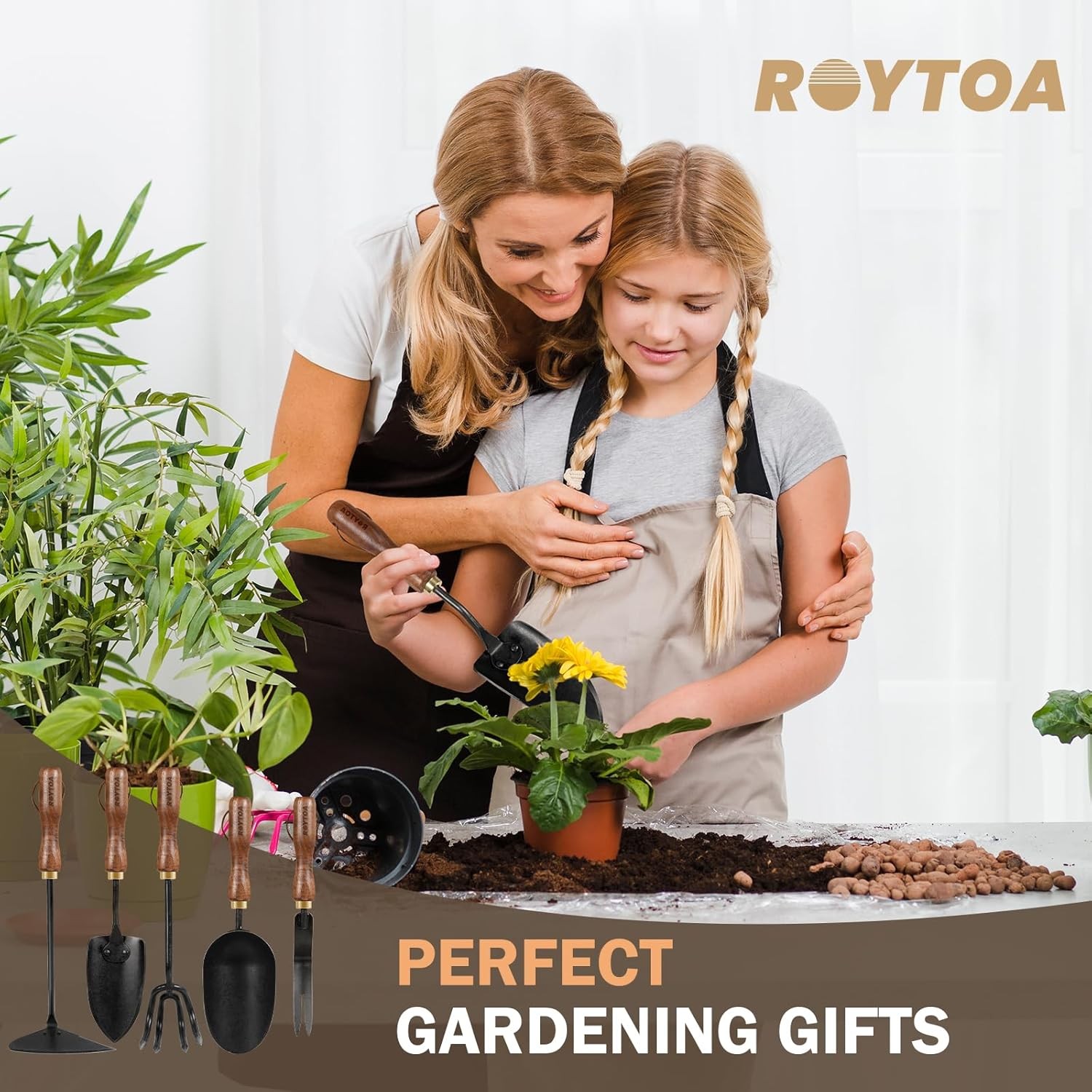Garden Tool Set, 5PCS Gardening Tools, Stainless Steel Heavy Duty Hand Cultivato