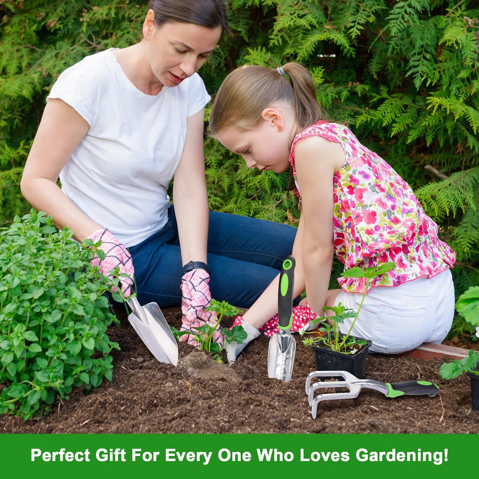 3 Pack Heavy Duty Gardening Tools Set with Ergonomic Handle for Planting Lawn