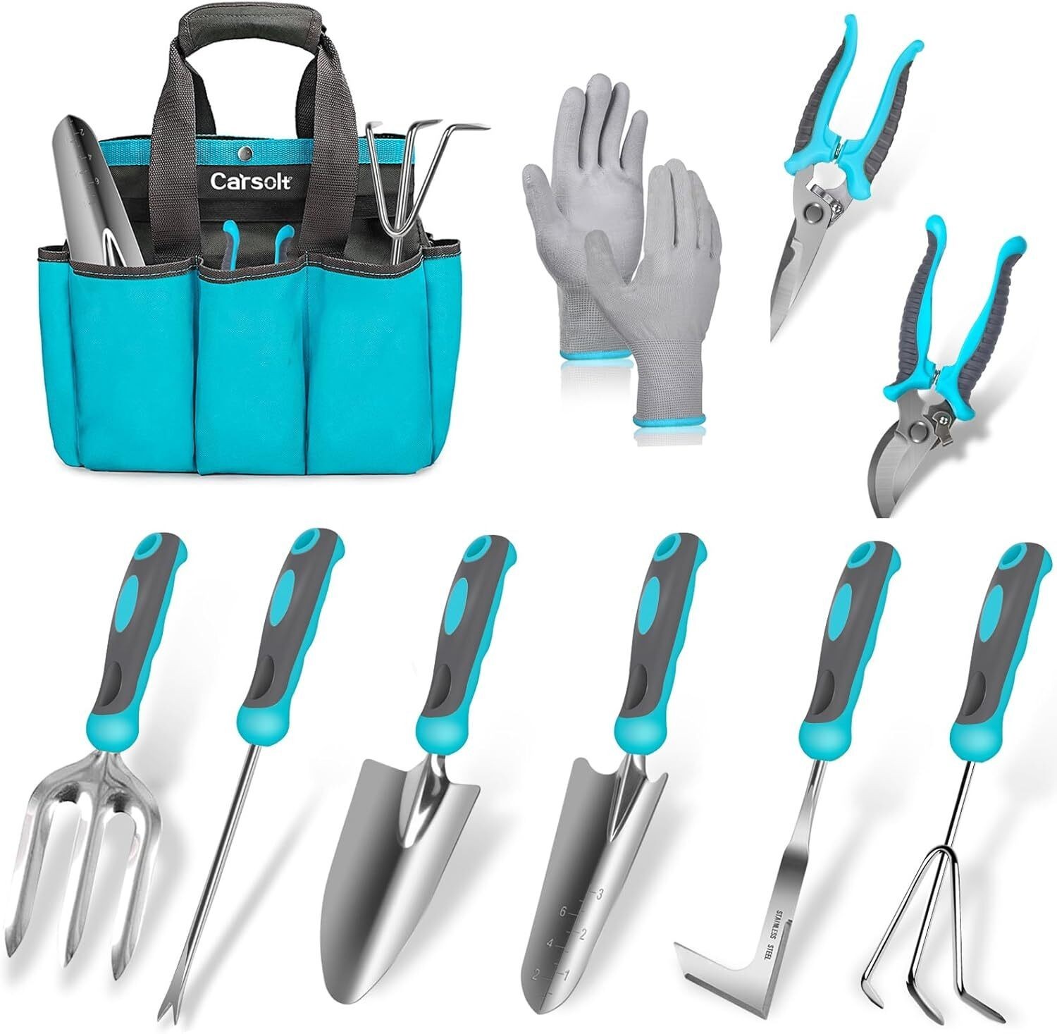 Gardening Tools 10 Piece Heavy Duty Stainless Steel Garden Tools Set Durable