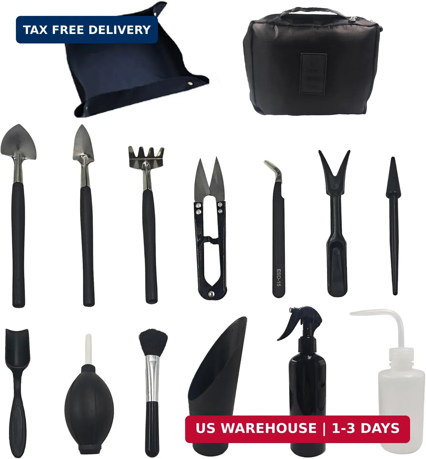 15Pcs Succulent Tools Kit with Organizer Bag Plant Repotting Mat Mini Garden Tra