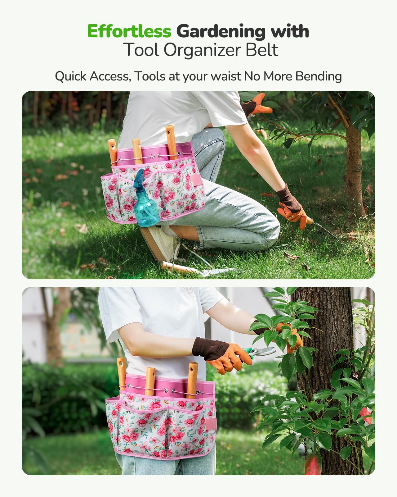 Grenebo All-in-One Garden Tool Set with Tools Organizer Belt Adjustable, 10-P…