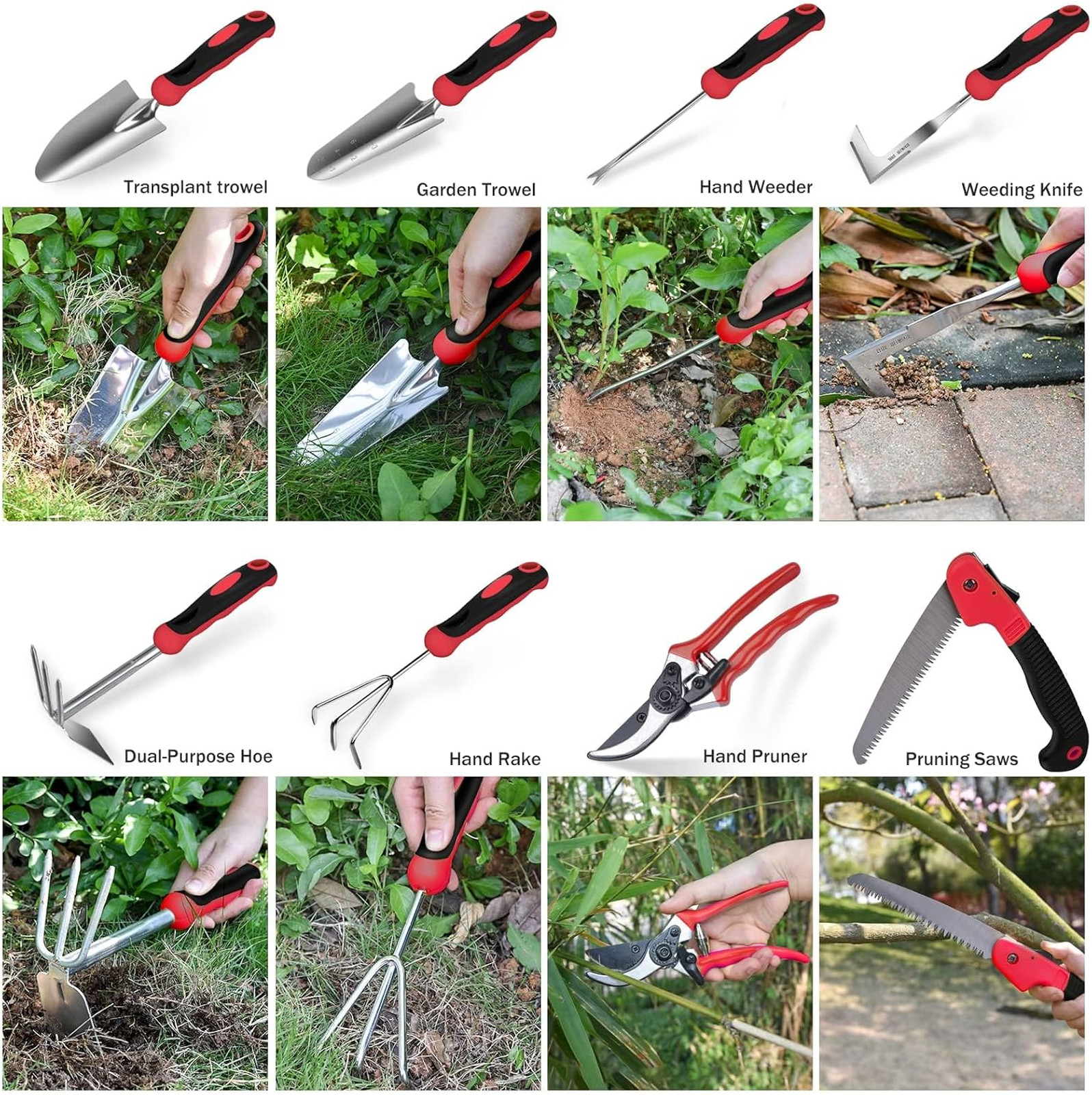 Garden Tools Set, Stainless Steel Heavy Duty, 9 Piece Garden Kit, Ergonomic
