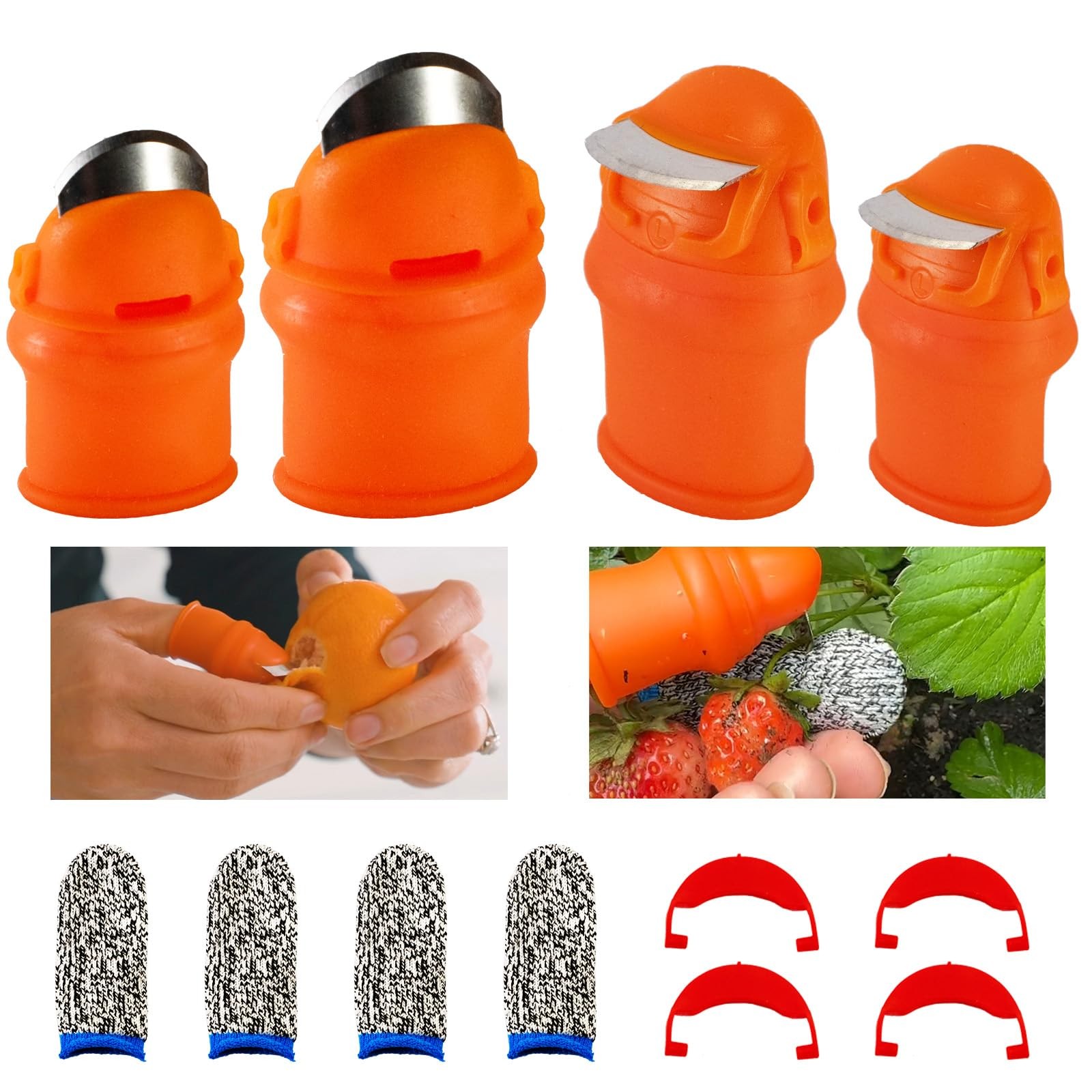 12 Pcs Gardening Thumb Knife Set, Finger Cutter with Anti-Cutting Finger Prot…