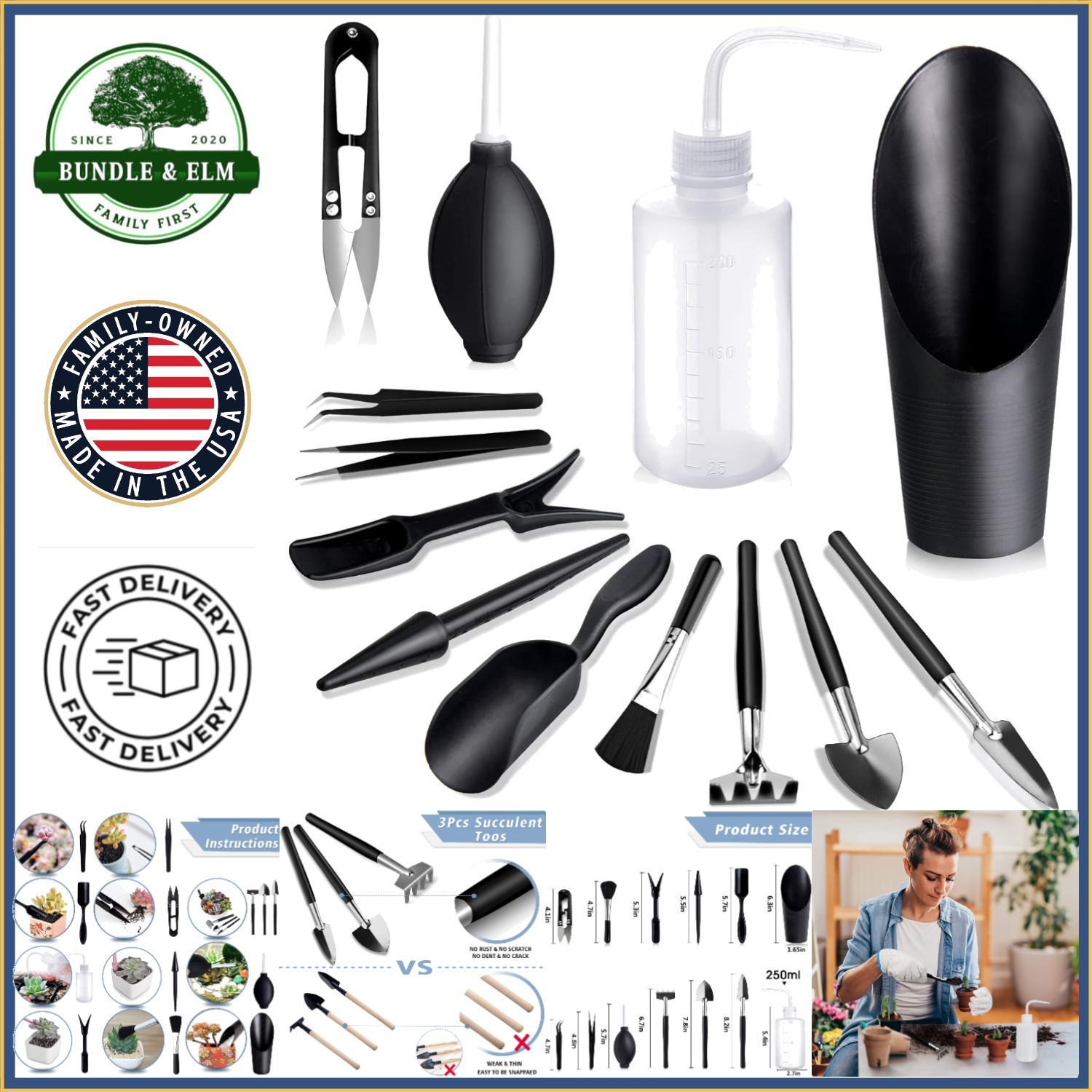 13-Piece Succulent Tools Set, Stainless Steel Gardening Tools for Indoor Plants