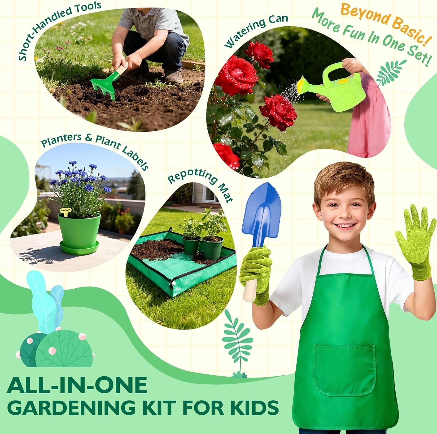 Kids Gardening Set, Outdoor Toys with Wheelbarrow and Kids Garden Tools, Todd…