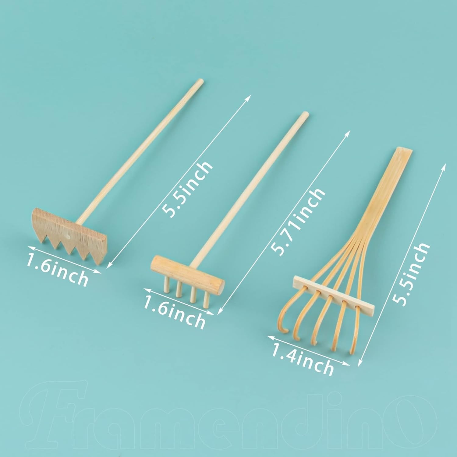 3 Pack Bamboo Mini Zen Garden Rakes – Elevate Your Office Decor Elegantly