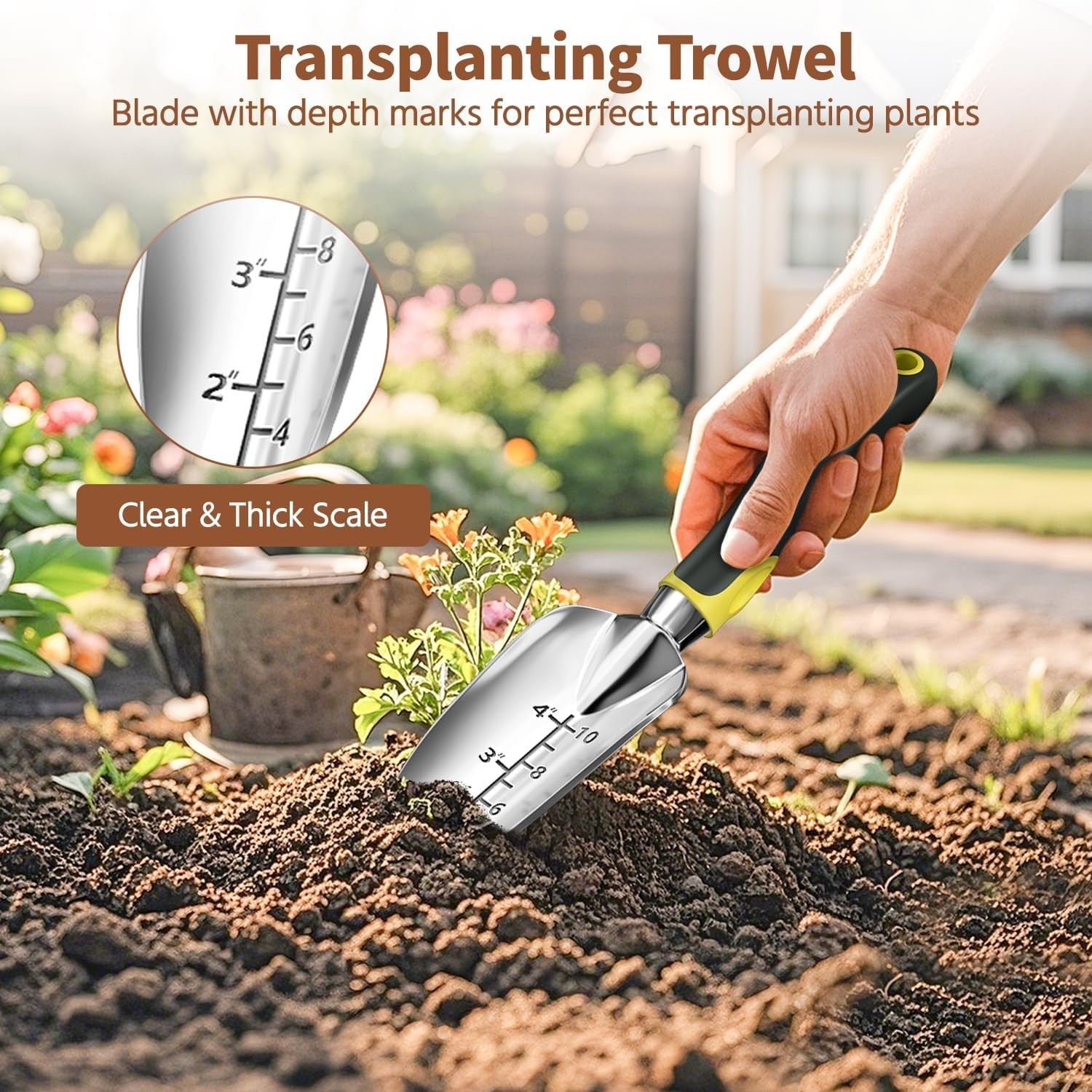 Essential 3-Piece Garden Tool Set with Ergonomic Grip for Beginners, Yellow