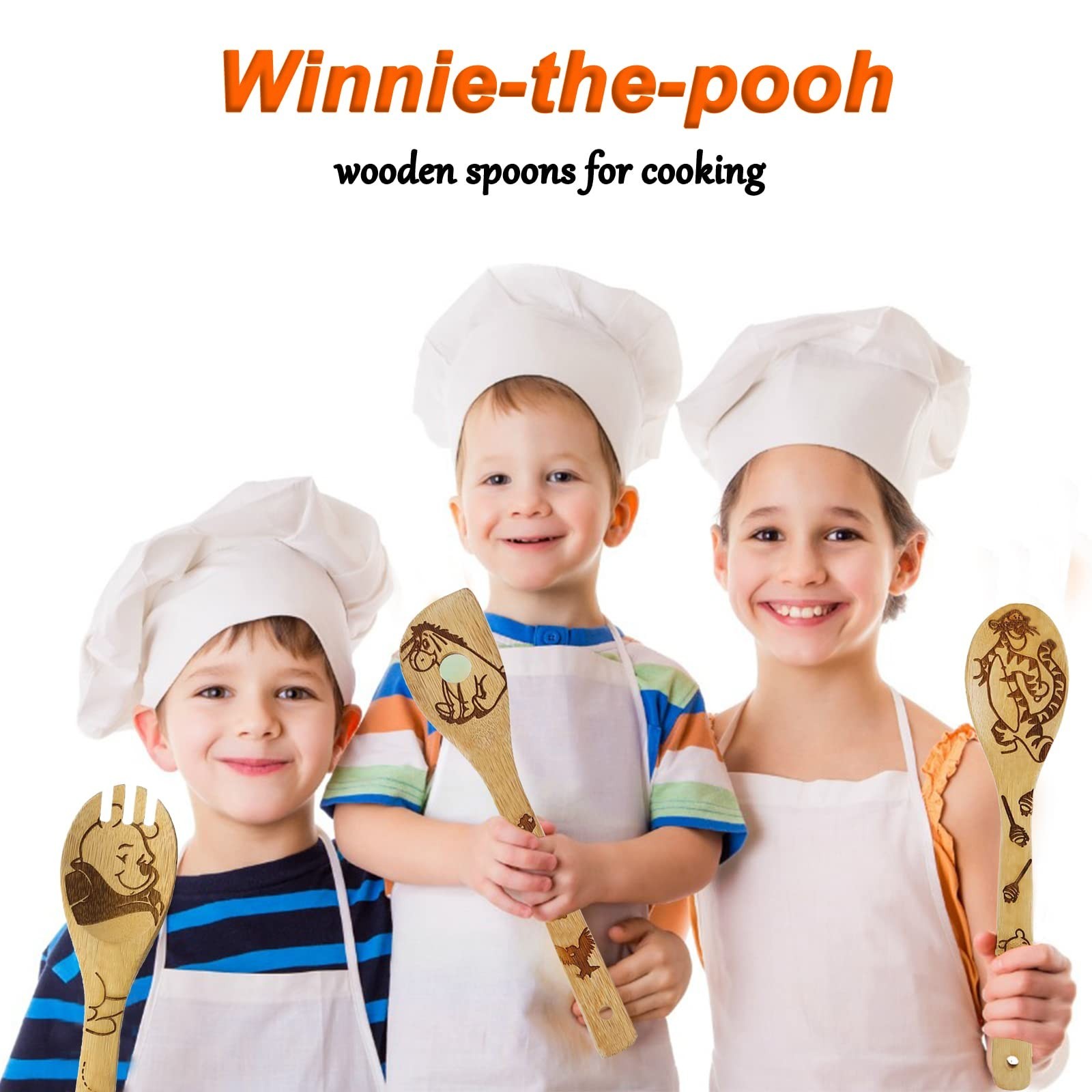 5 Cartoon Wooden Spoons for Cooking – Mom Birthday Gifts,Winnie Bear Gifts,Wi…