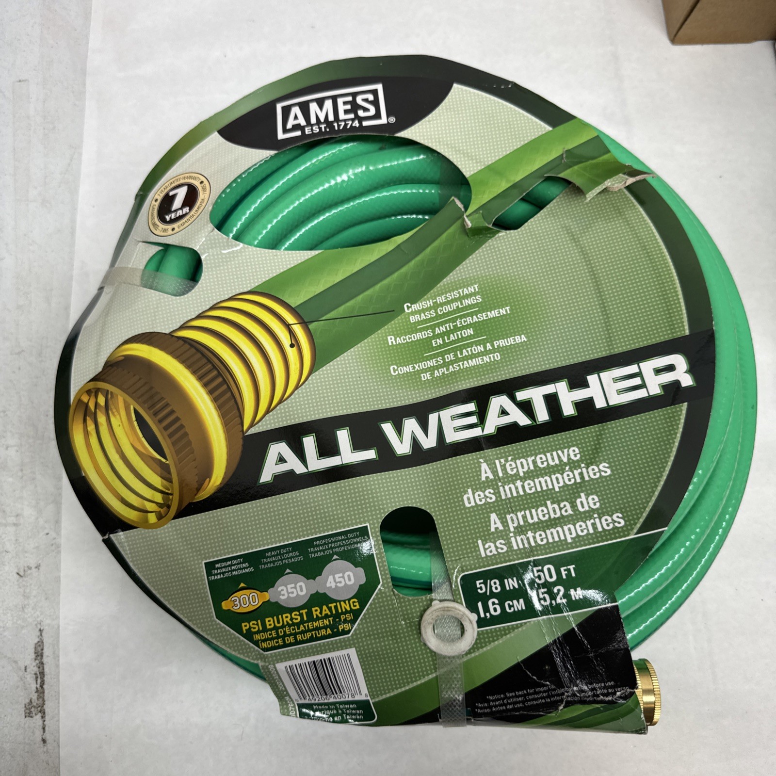 AMES All Weather Garden Hoses 5/8 in x 50 ft Green/Blue (027-4007800A)