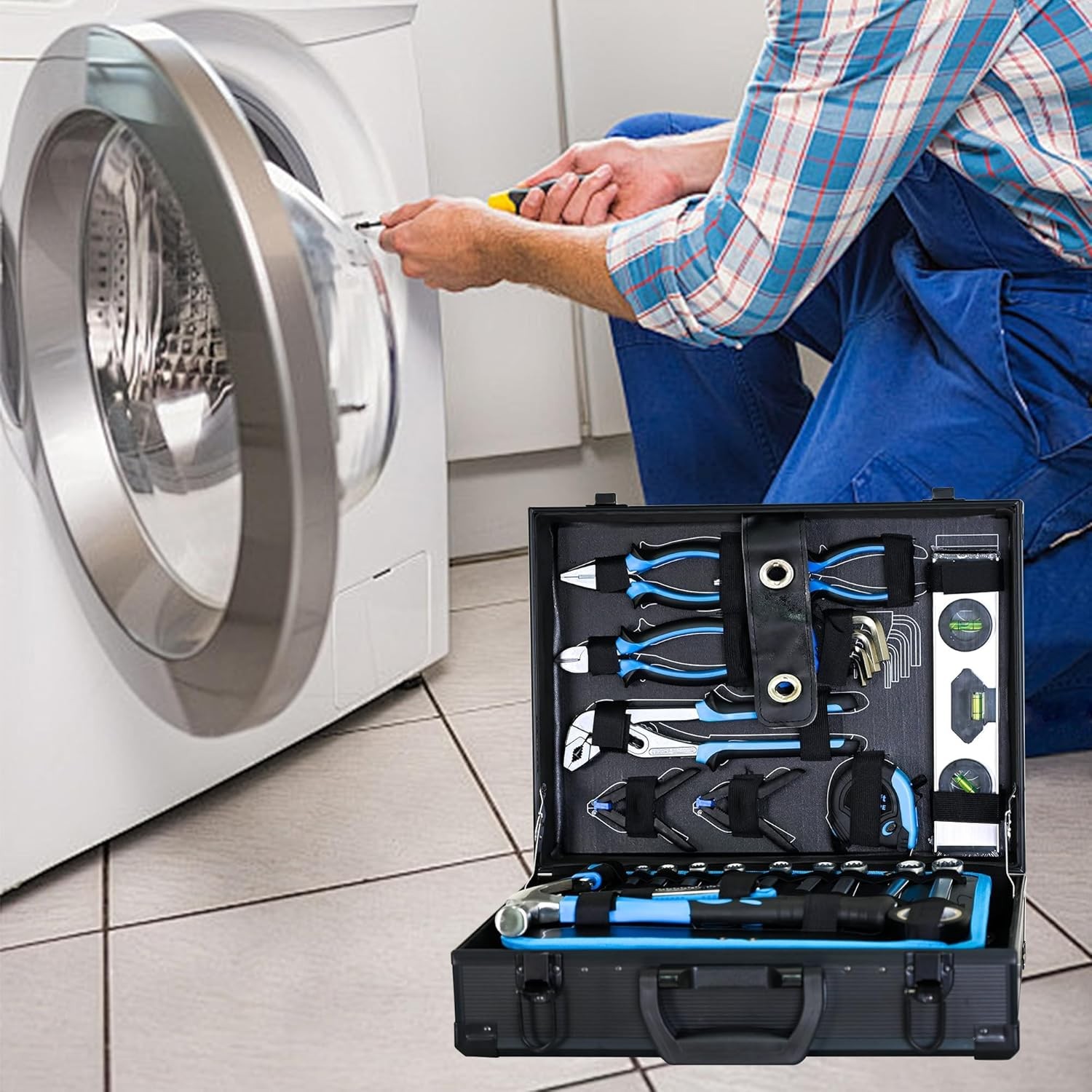 247-Piece Garage Tool Set with Sockets Wrenches Ratchets