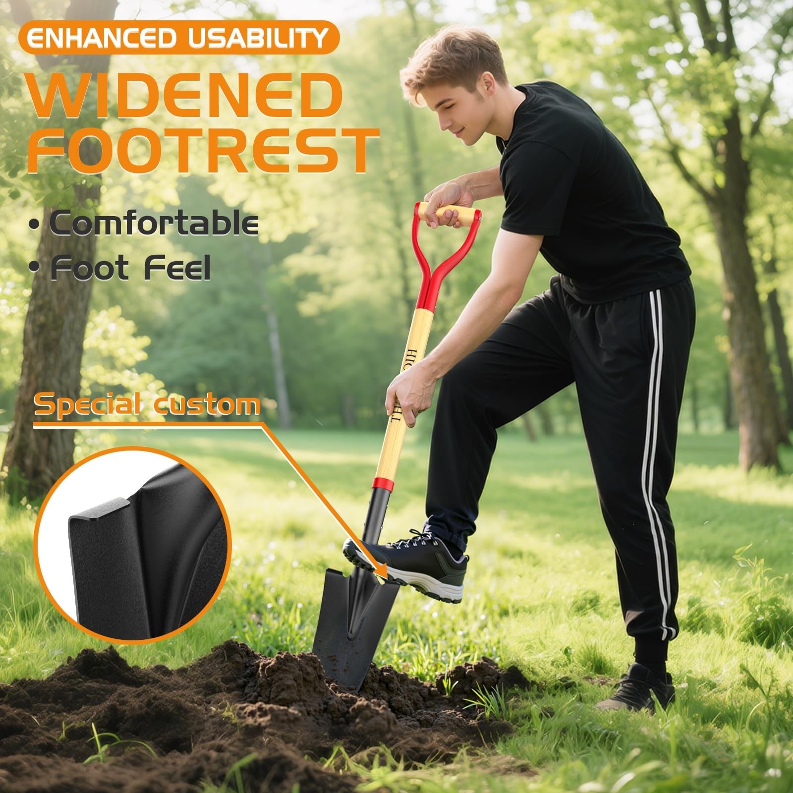 HIGHLIGHT 45-Inch Spade Shovel for Digging, Heavy Duty Transplanting & Drain …