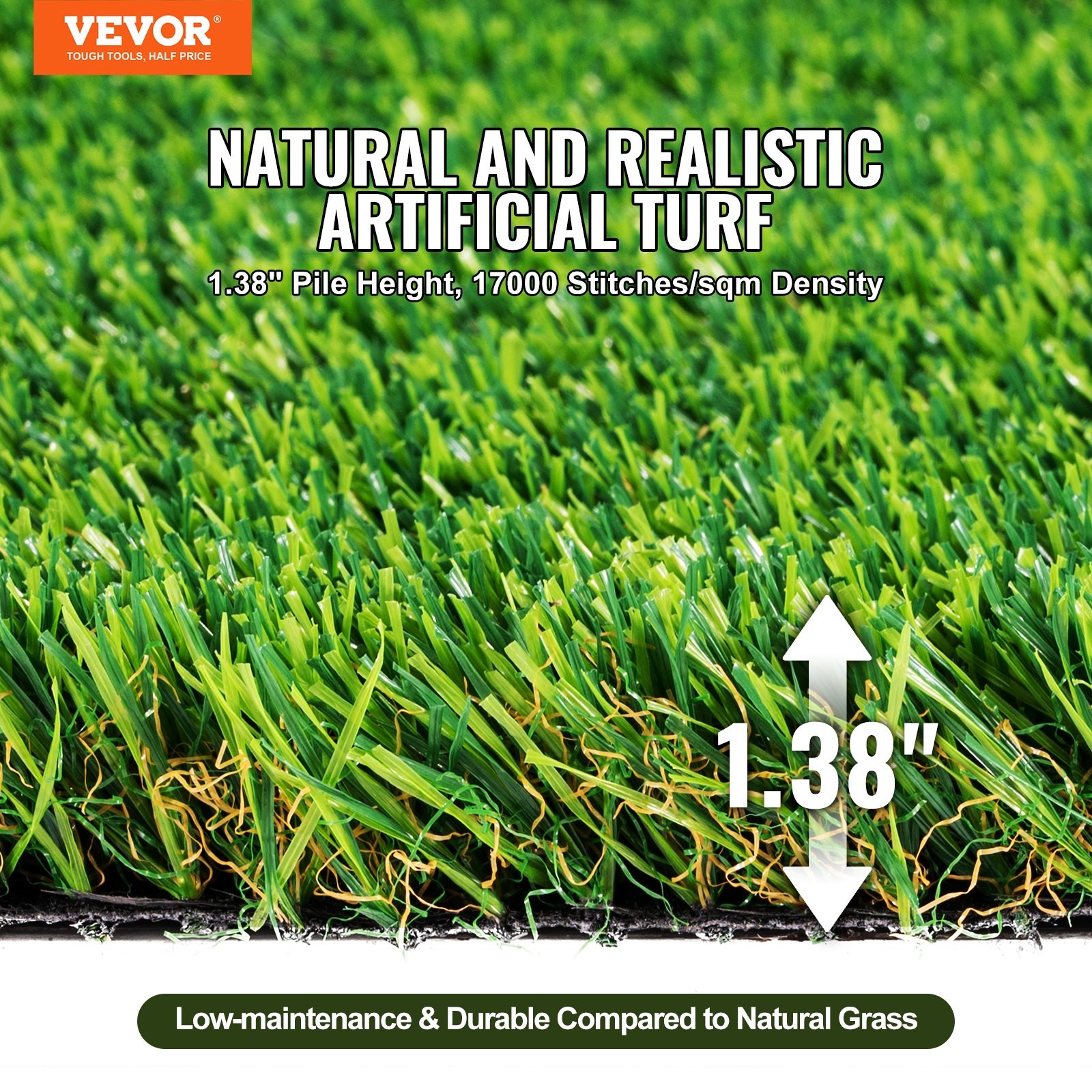 Artifical Grass,5 x 10 ft Rug Green Turf,1.38″Fake Door Mat Outdoor Patio Lawn D
