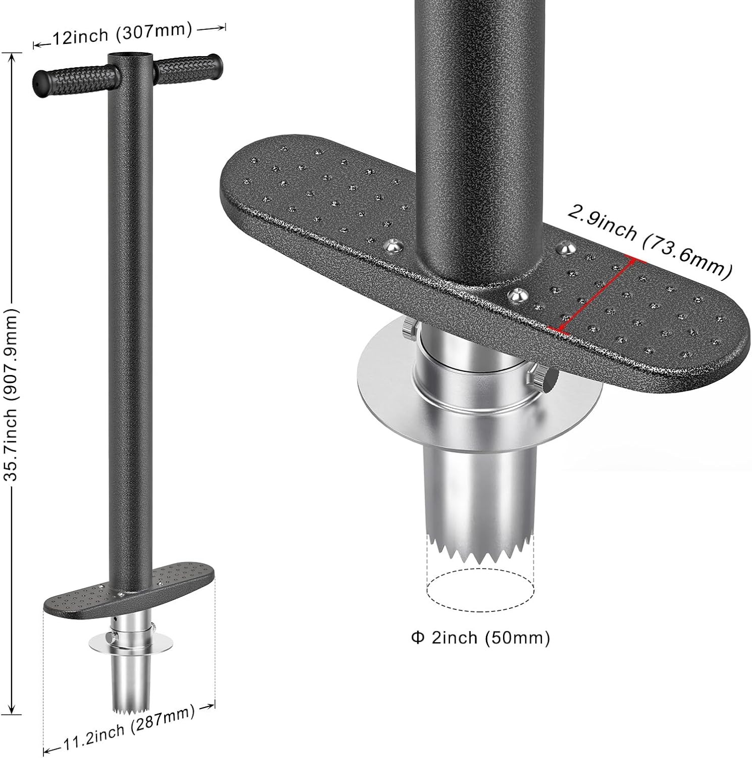 3-In-1 Sod Plugger & Bulb Planter Tool – Depth Adjust (3-6”) Stainless Steel Sh