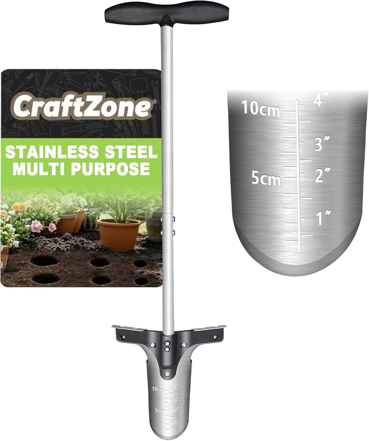 Bulb Planter Tool with Long Handle and Foot Pedal Heavy Duty High Carbon Steel G