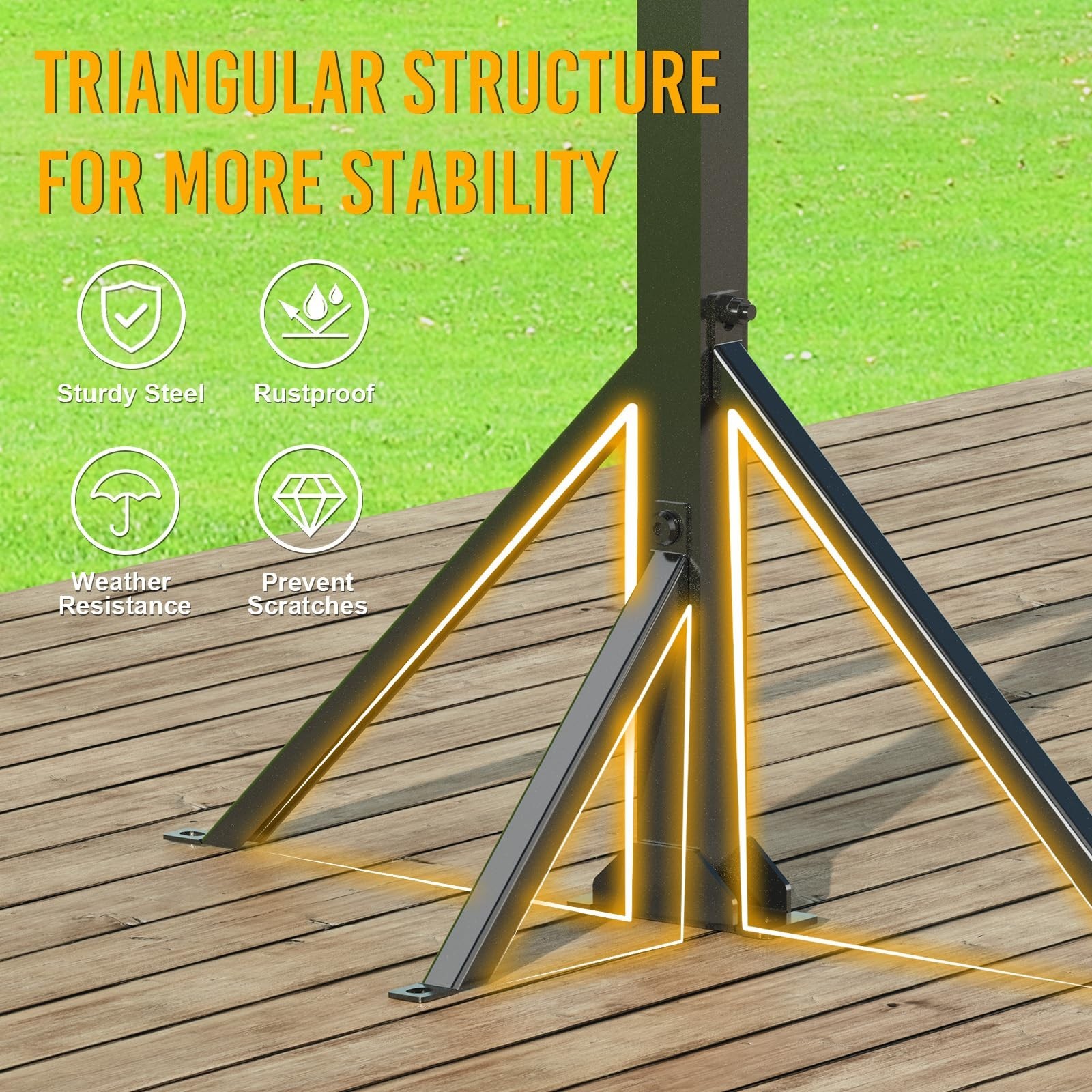 Utility Trailer Tool Rack with 6 Rubber Holes with Brackets , Dark Black