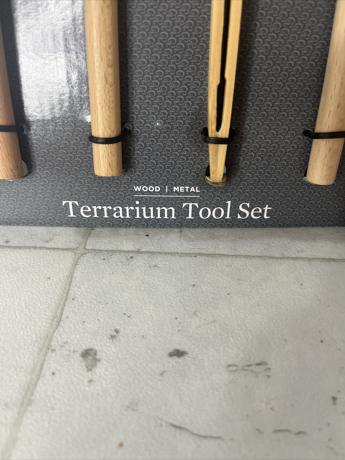 Better Homes & Gardens Terrarium Tool Set Wood Metal Rake Shovel Brush Tweezers