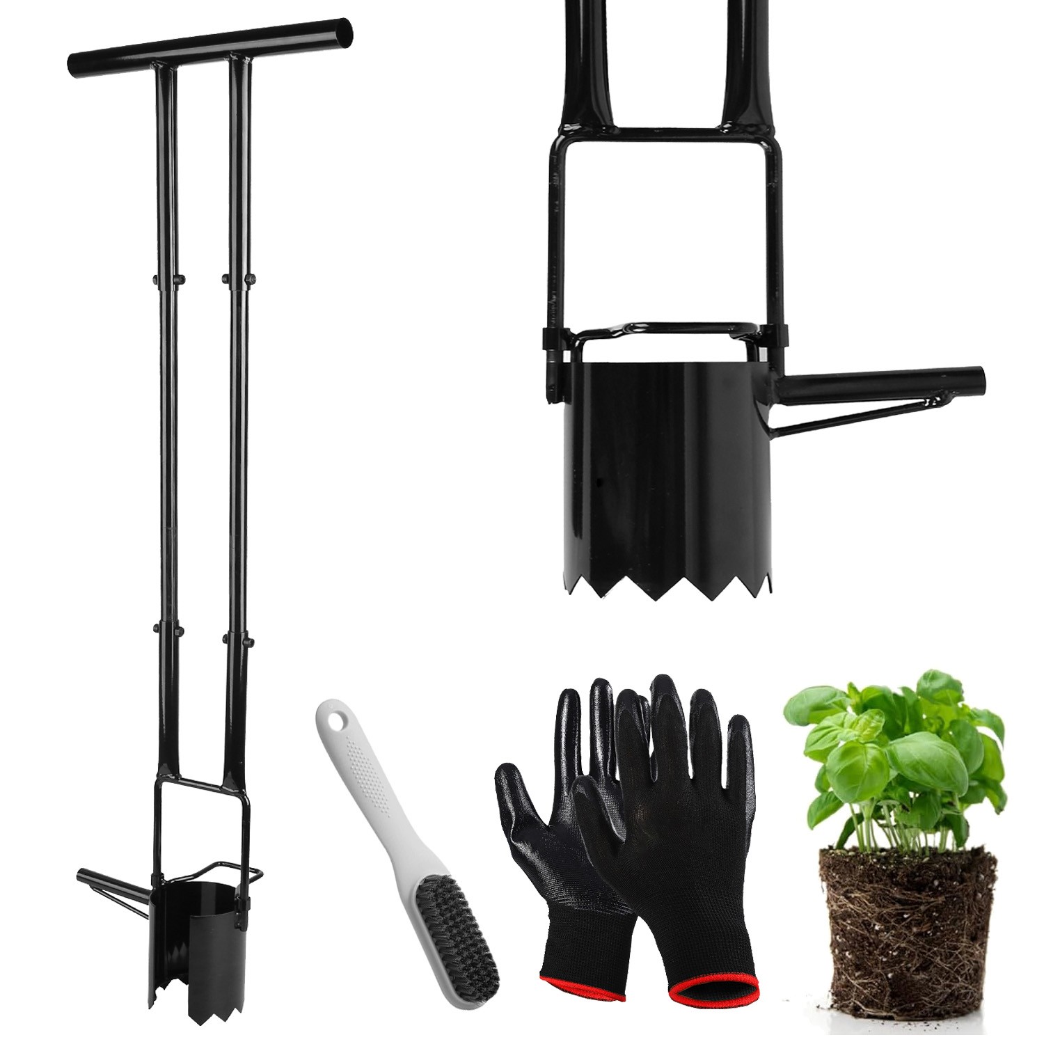 5-In-1 Bulb Planter Garden Tool Support Grass Plugger Hole Digger Soil remover