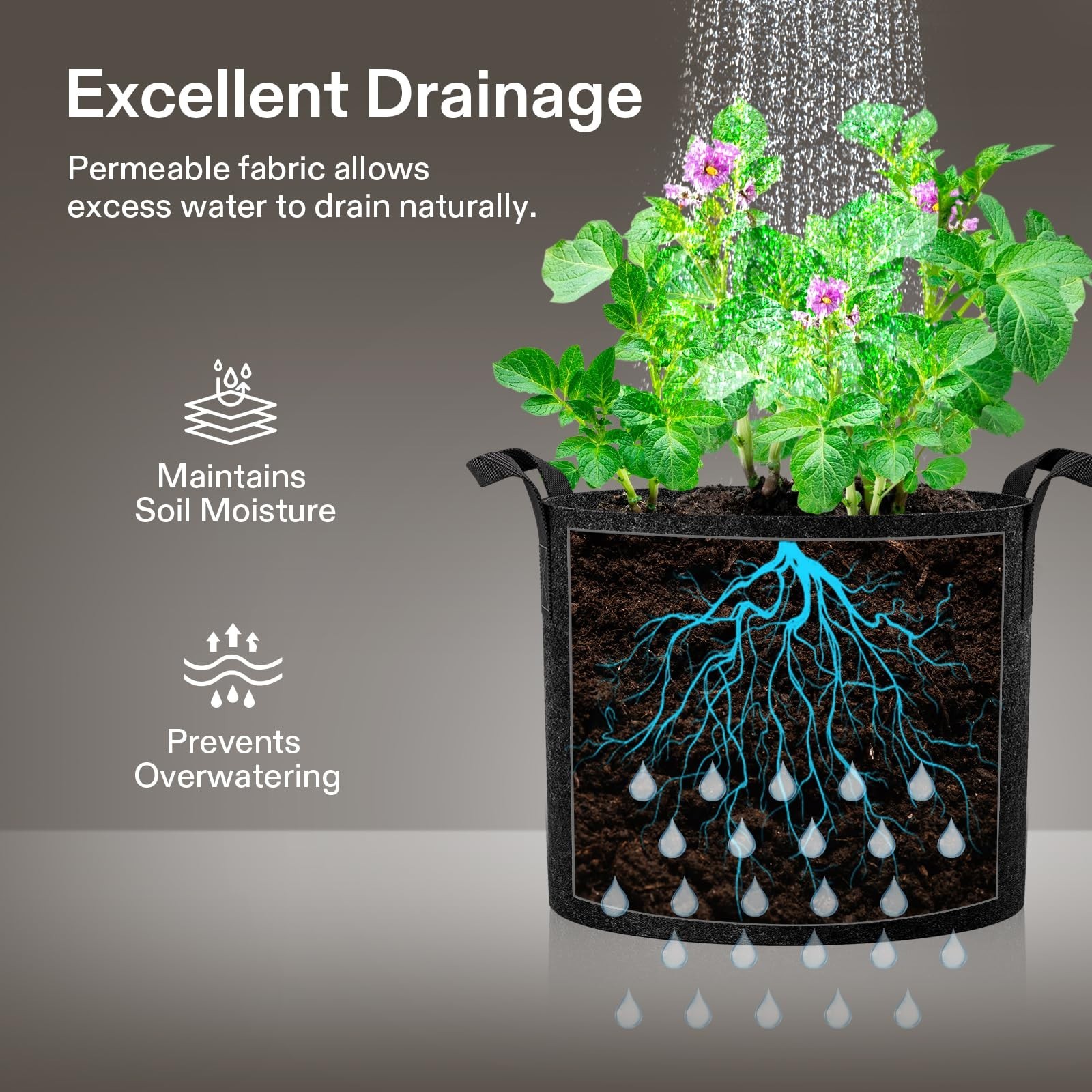 VIVOSUN 20-Pack 1 Gallon Grow Bags, Heavy Duty Thickened Nonwoven Fabric Pots…