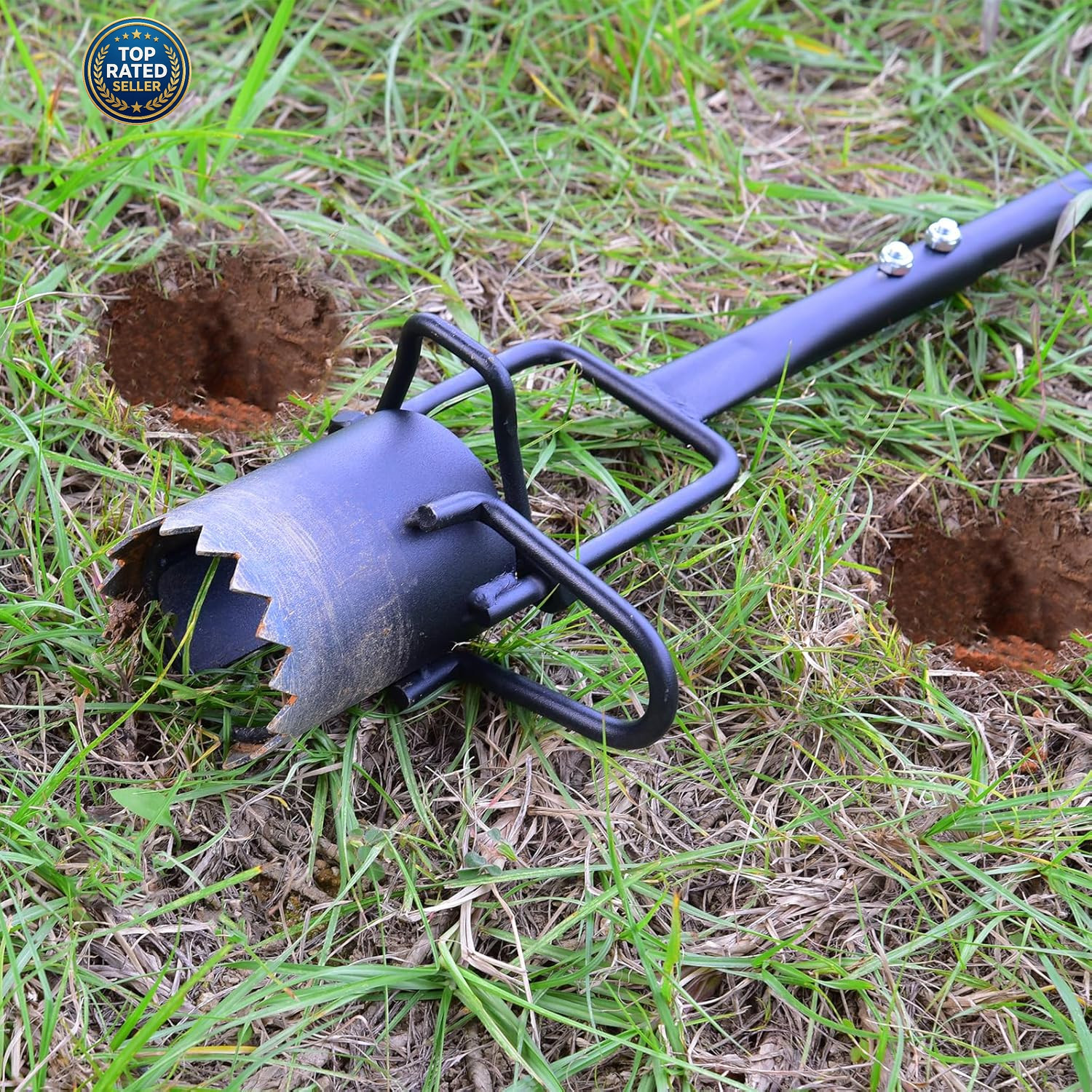 Sod Plugger Bulb Planter with Long Handle and Serrated Base Garden Tool