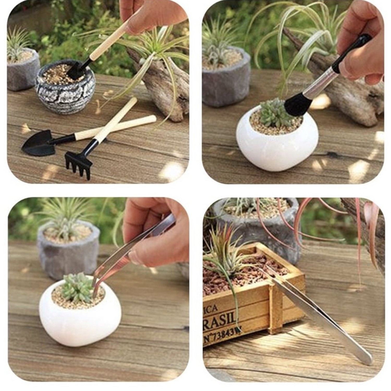 14PCS Mini Garden Tools Set For Bonsai Succulent Transplanting