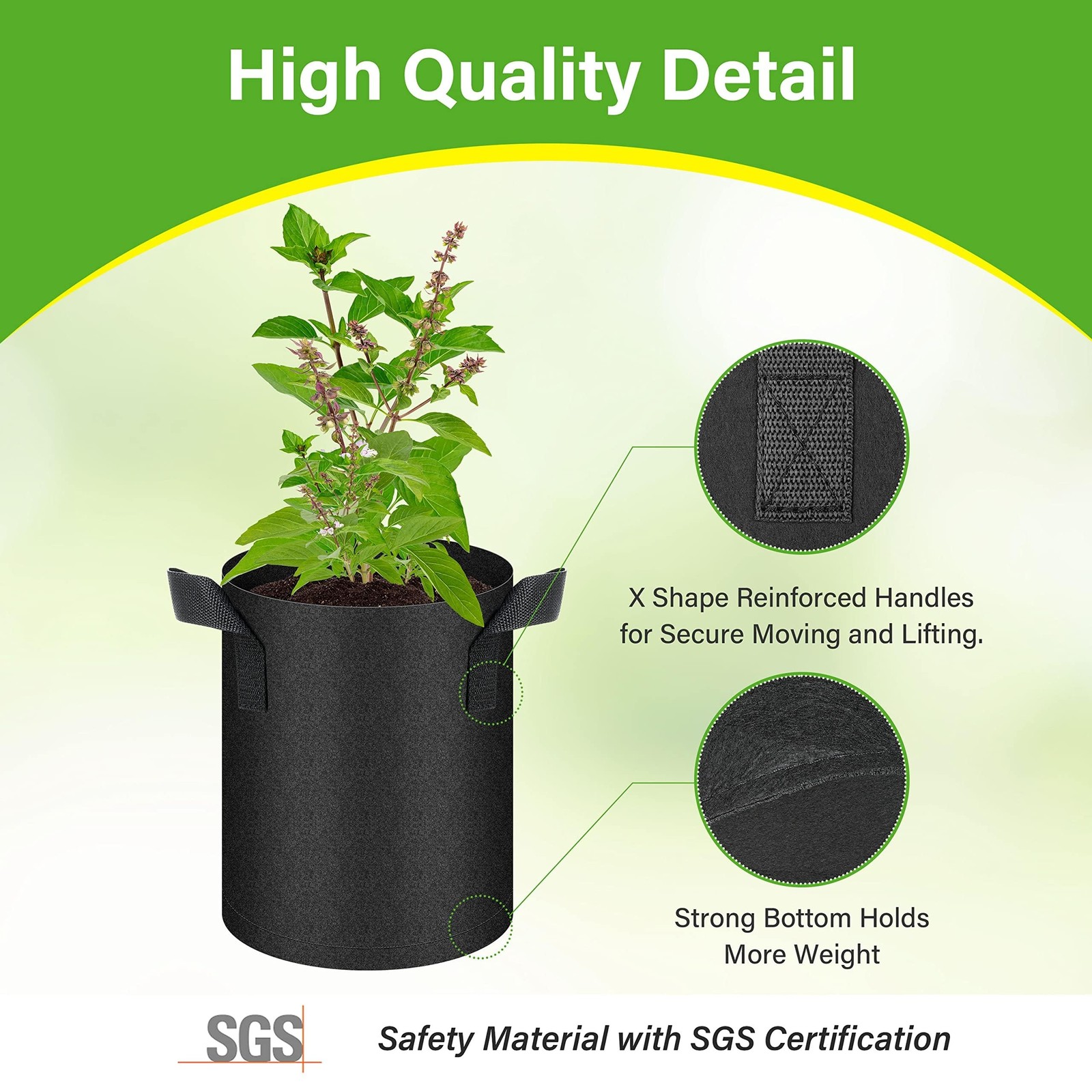 HealSmart 6-Pack 1 Gallon Grow Bags, Nonwoven Aeration Fabric Pots with Handl…