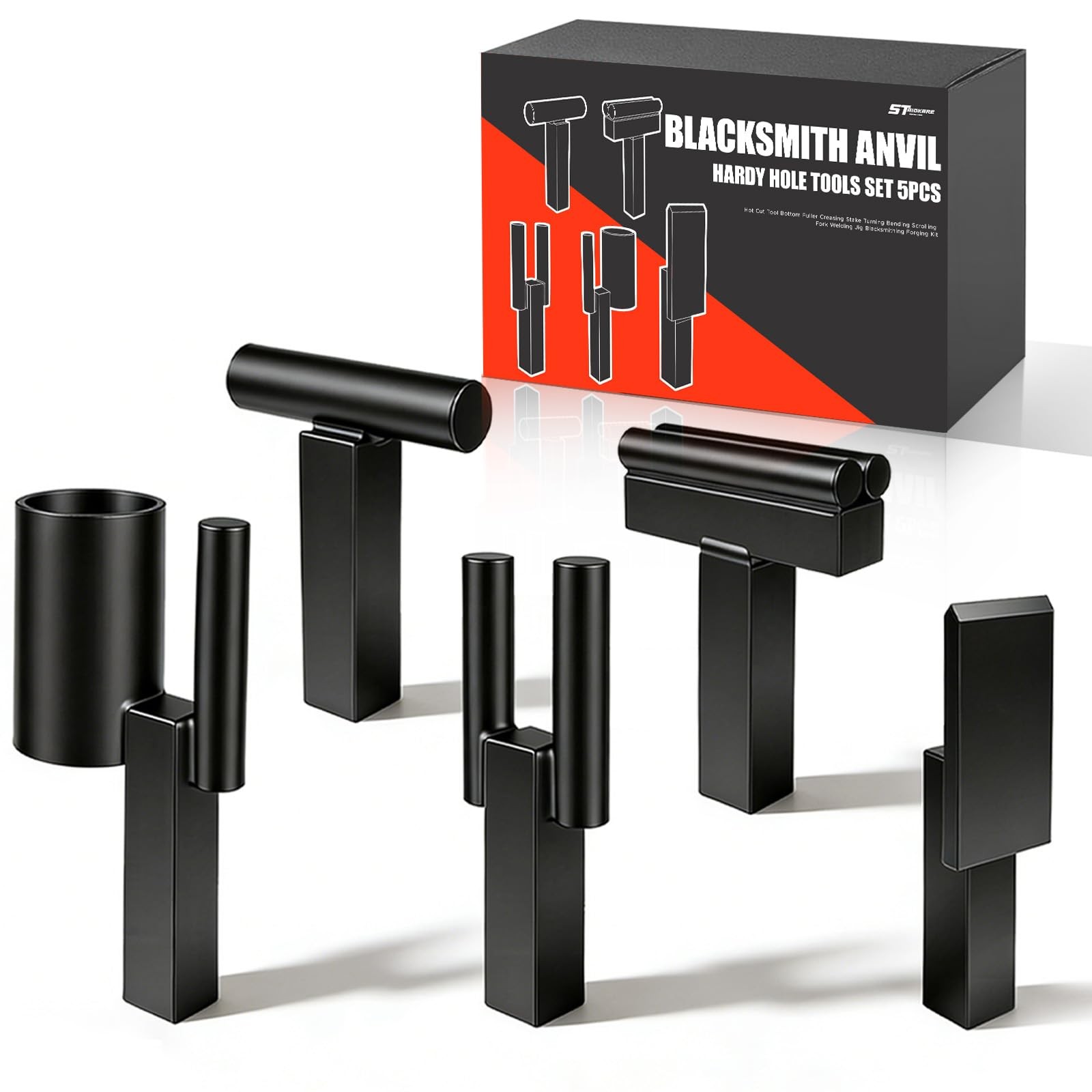 5 Piece 1″ Blacksmith Anvil Hardy Hole Tools Set Blacksmithing Forging Kit