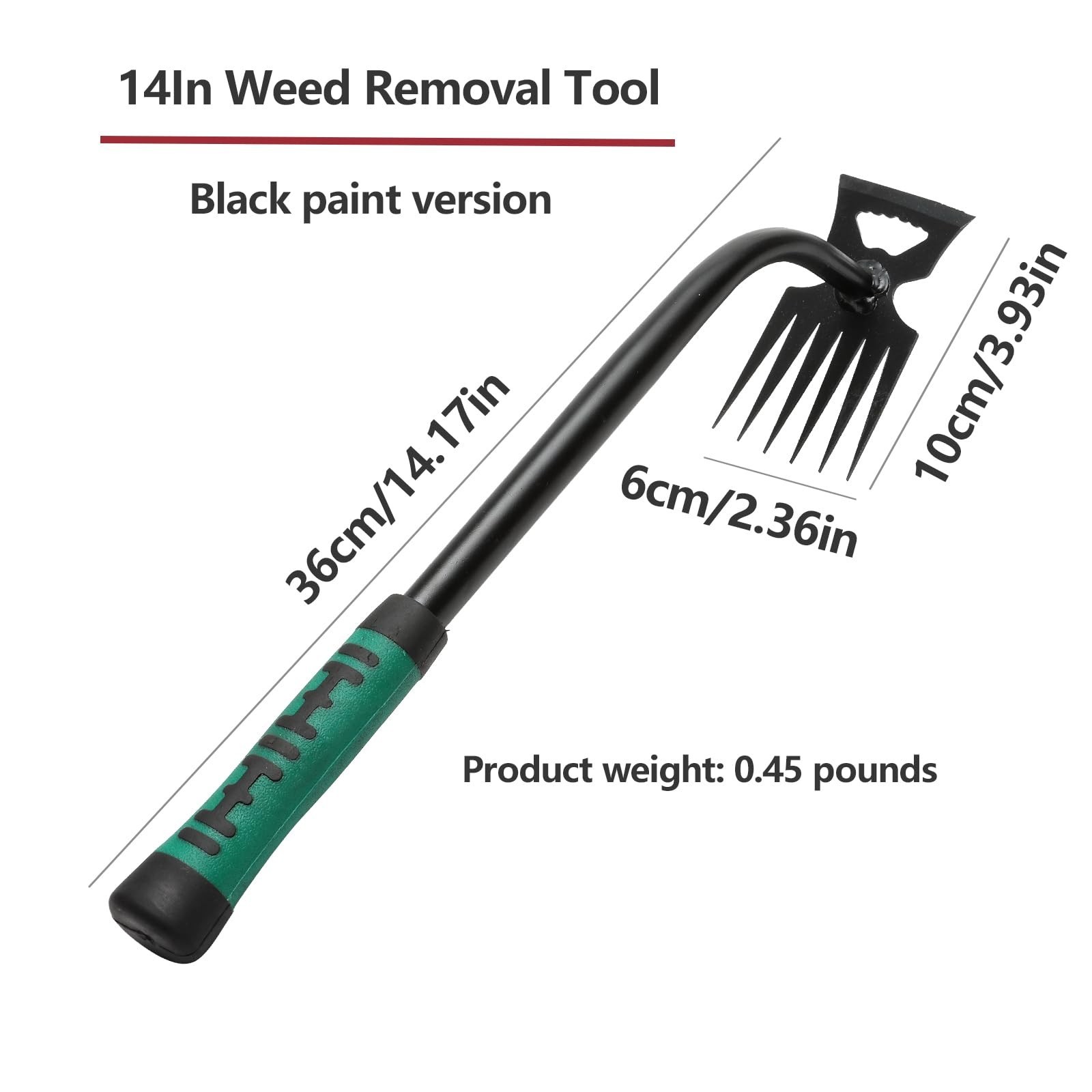 Manual Weeding Tool, Durable 6 Teeth Design, For Garden Weeds, Black