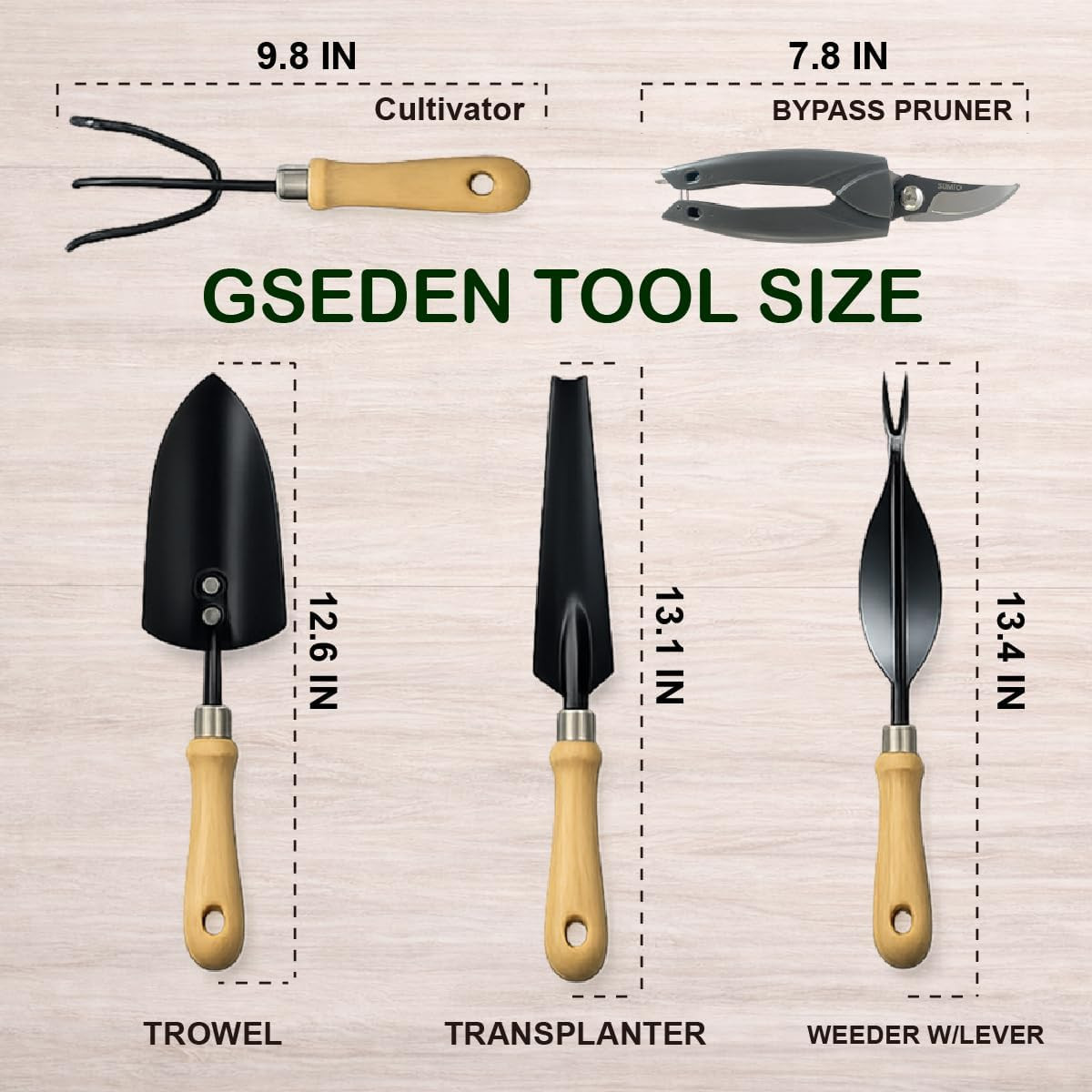 6PCS Gardening Tool Set with Storage Bag, Garden Hand Tools Kit with Pruner, Tro