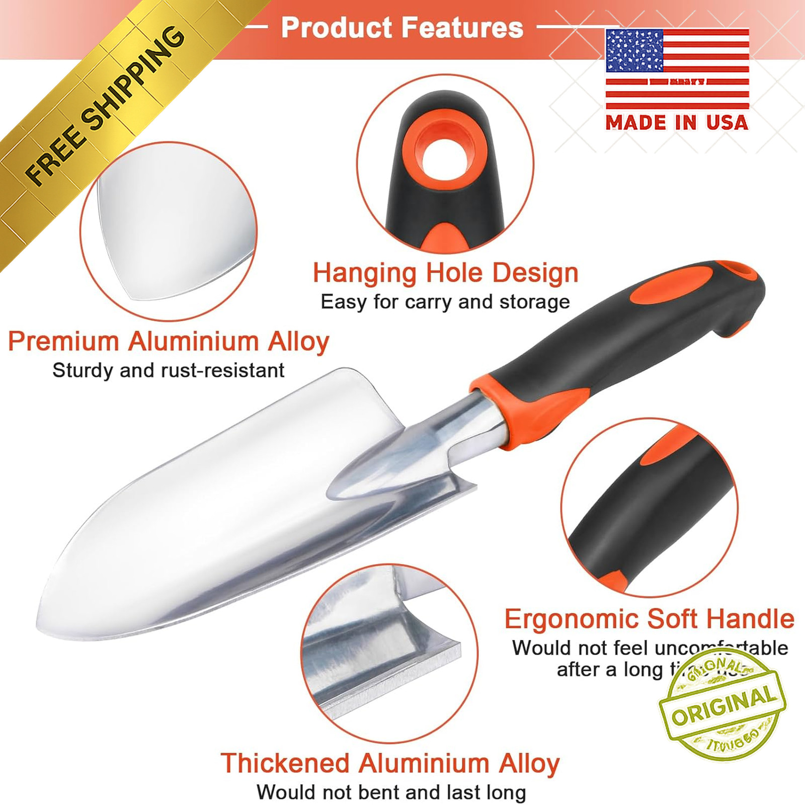 Garden Hand Trowel Heavy Duty Garden Shovel Digging Planting Hand Tool