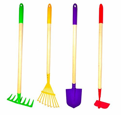 G & F JustForKids Kids Garden Tool Set Toy, Rake, Spade, Hoe and Leaf Rake, r…