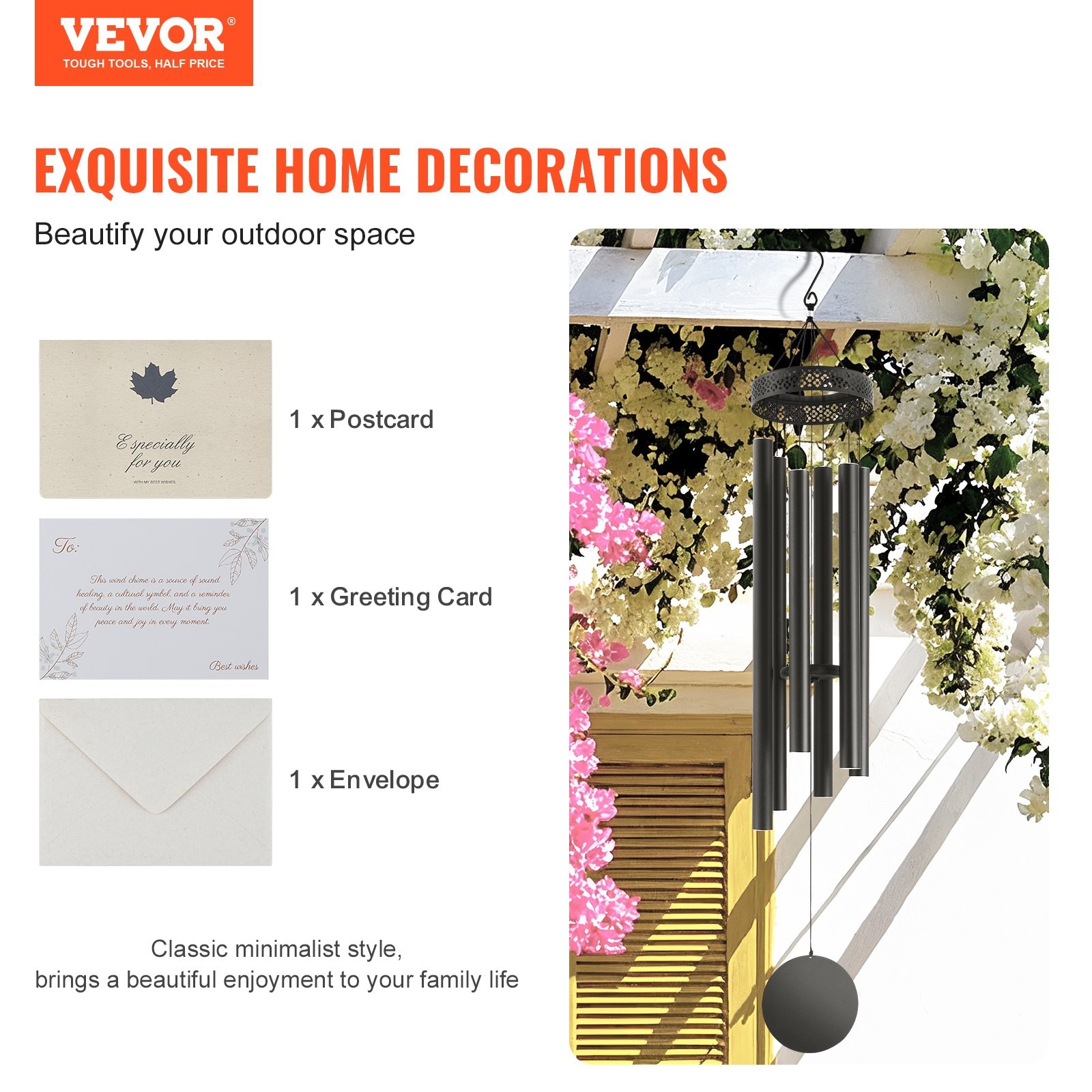 Wind Chimes for Outside,58 in,Deep Tone Wind Chimes with 6 Tubes,Unique Large Me