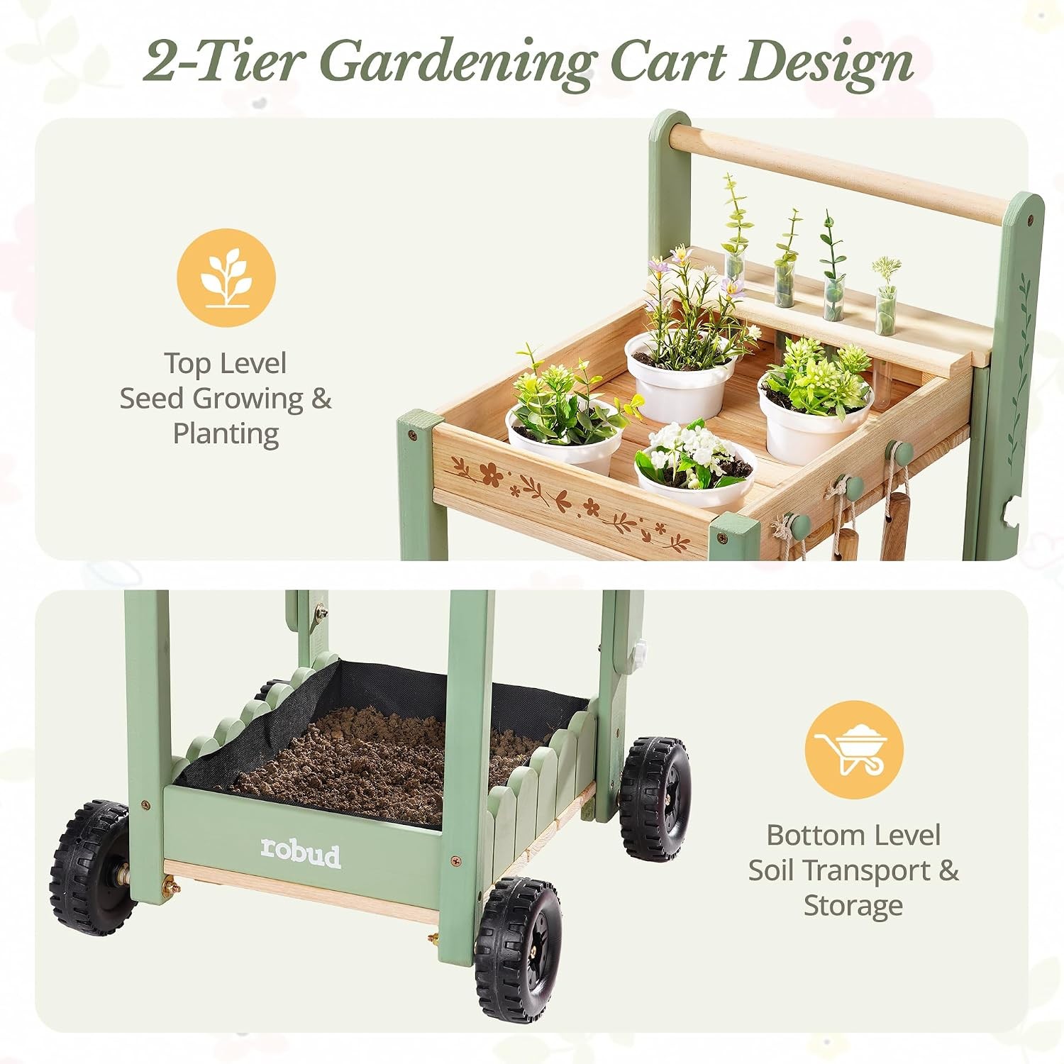 ROBUD Toddler Gardening Cart Set