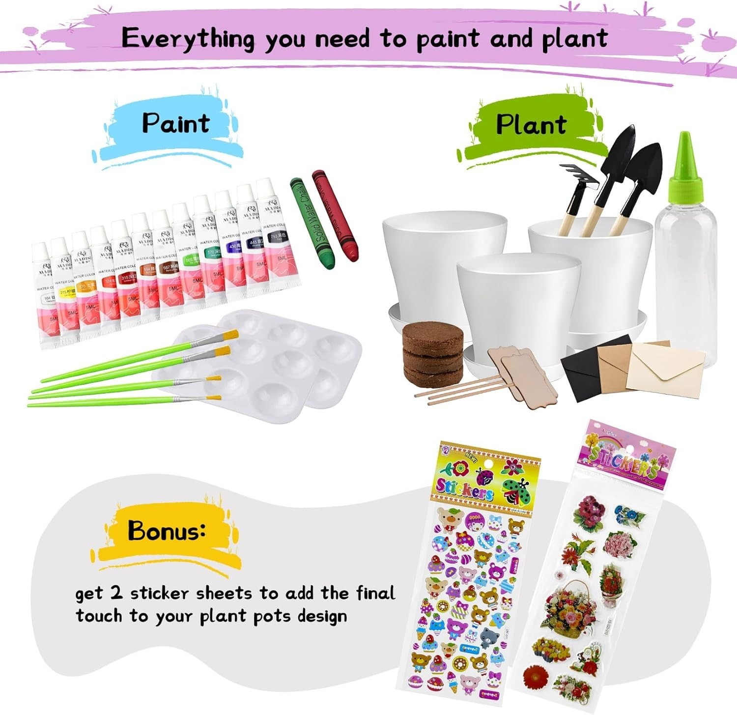 Delightful DIY Flower Pot Painting Kit for Kids – Complete Gardening Experience