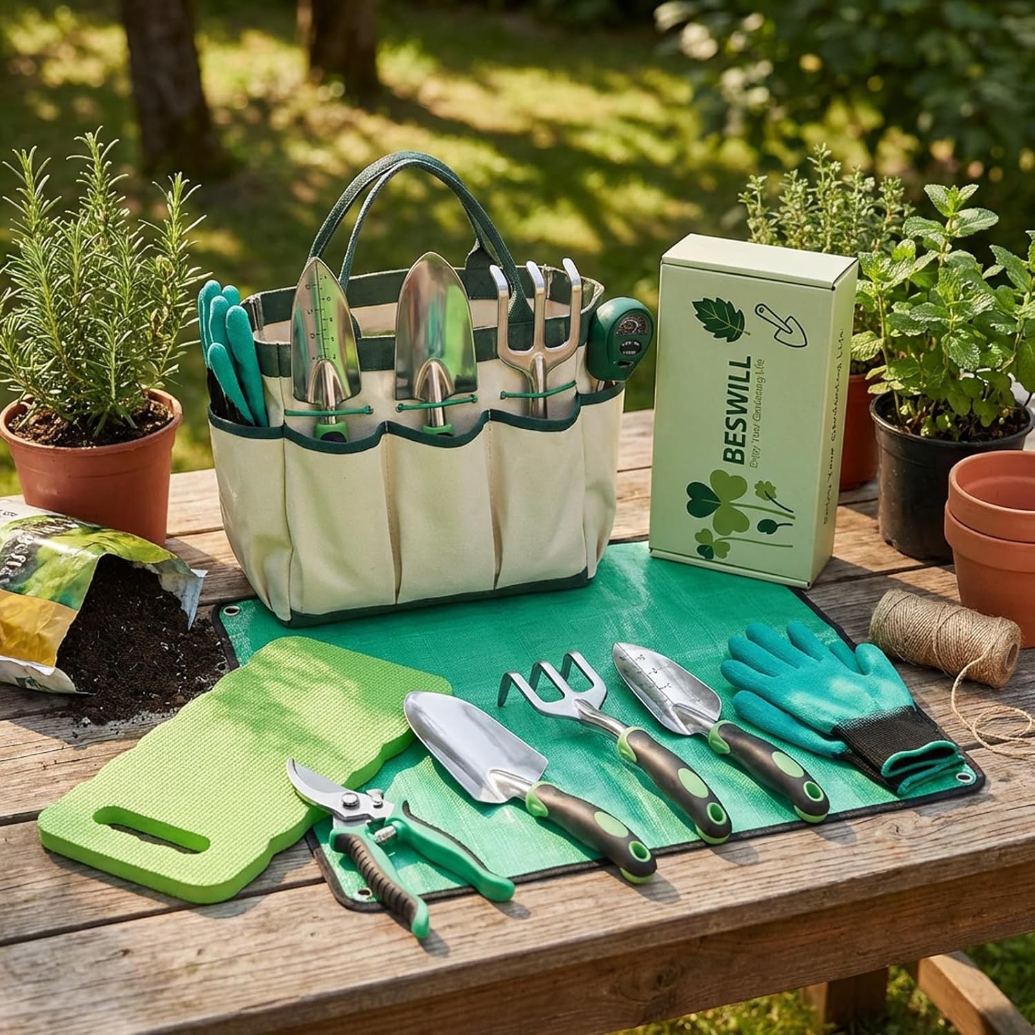 Aluminum Gardening Tools Set With Tester Mat Kneeling Pad Gifts For Mom