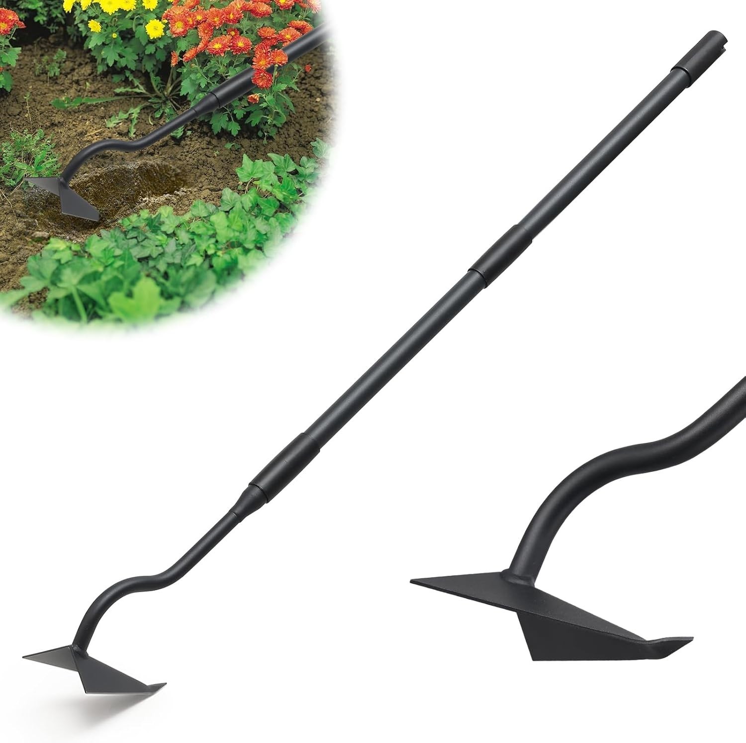Hoe Garden Tools, Metal Heavy-Duty Triangular for Easier Weeding 55 Inch Long Ha