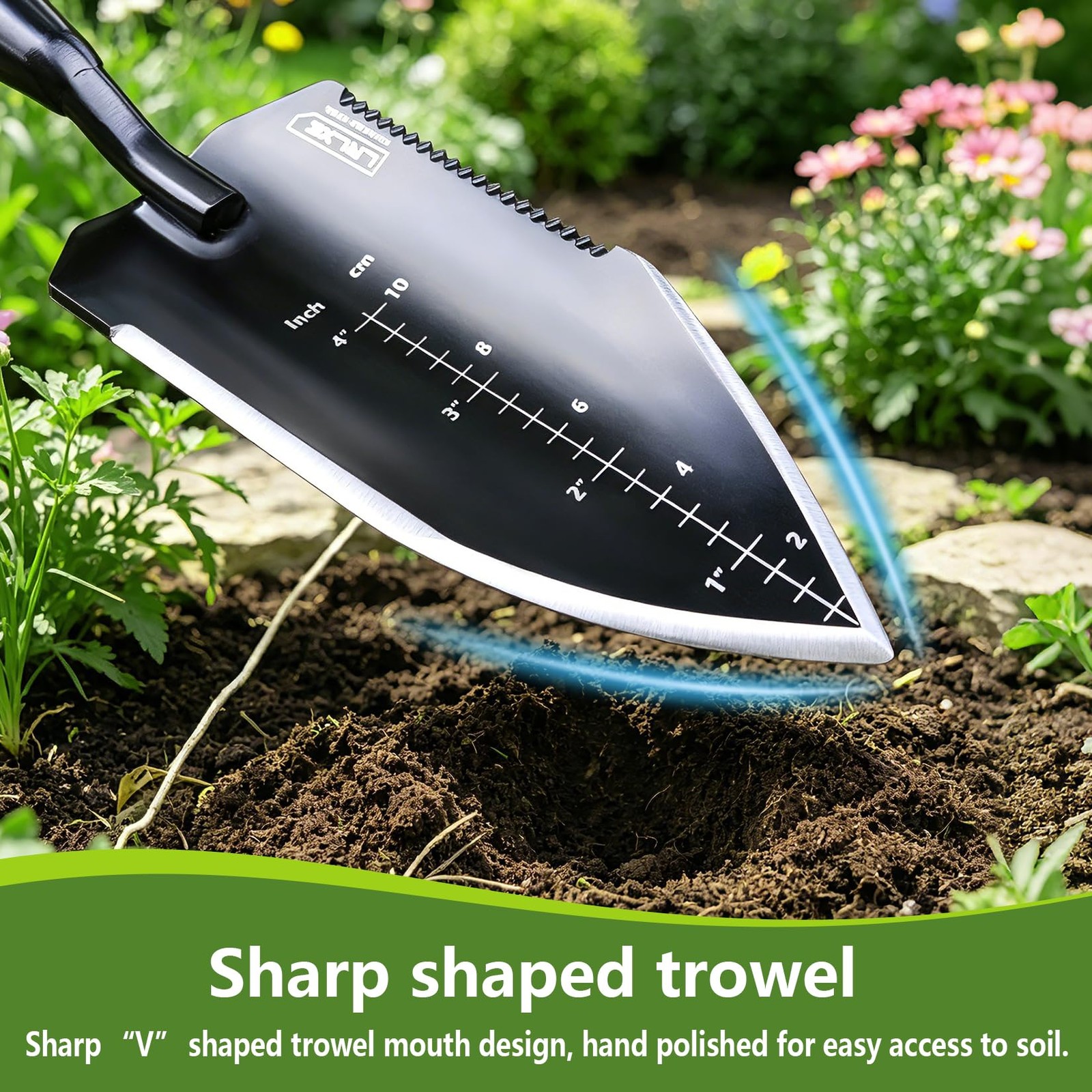 Heavy Duty Garden Trowel, Stainless Steel Pointed Hand Shovel with Non‑Slip R…