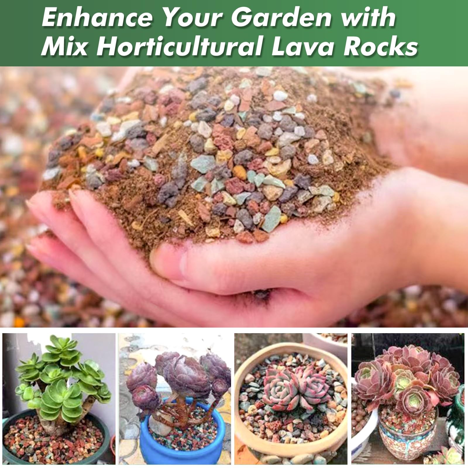 Planterhoma 18 Pounds Mix Horticultural Lava Rocks 3-6 Mm Lava Rocks For Plants