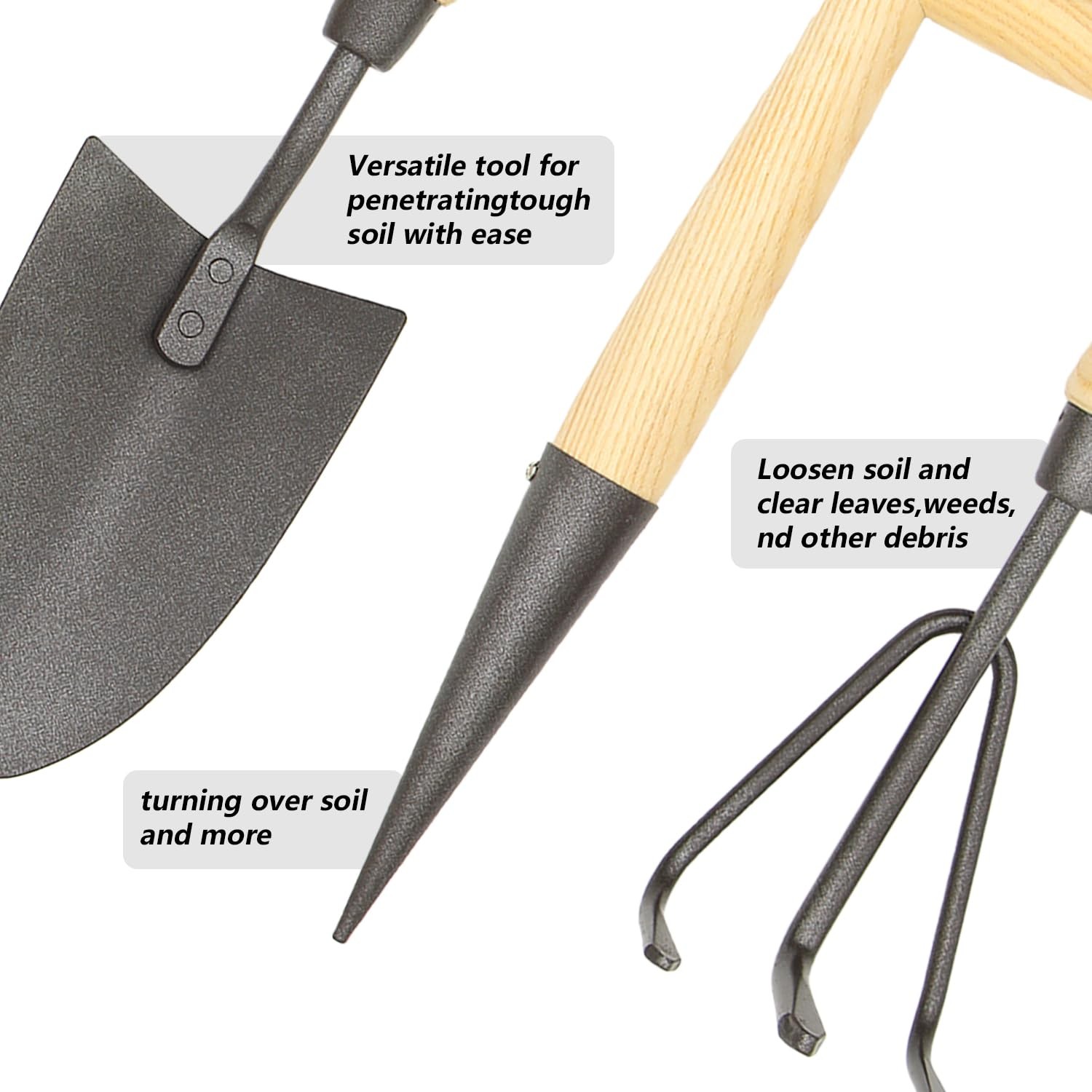 Japanese Gardening Tools Set, 6 Pcs Garden Tools Set, Black Painted Stainless