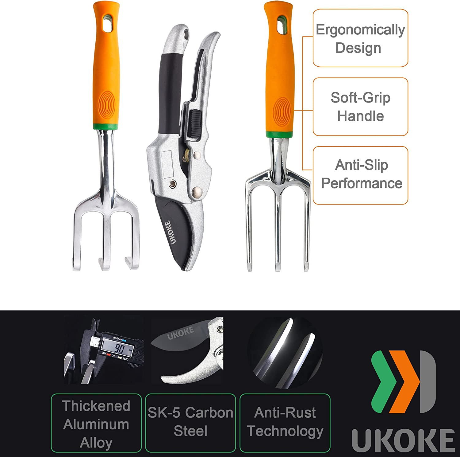 Garden Tool Set, 12 Piece Aluminum Hand Tool Kit, Garden Canvas Apron with Stora