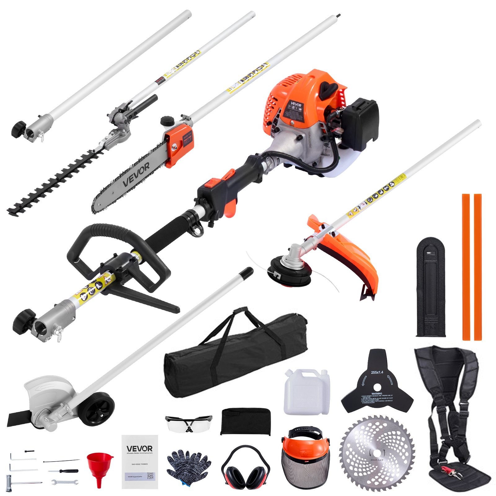 Gas Hedge Trimmer, 2 Cycle Gas Power Handheld Trimmer, 6-in-1 26cc Weed Eater wi