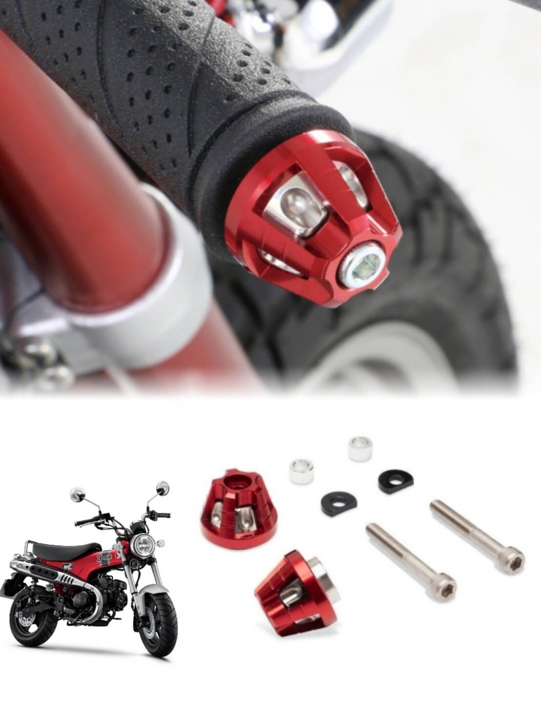 KITACO UNION BAR END SET RED FOR HONDA DAX125 ST125 2024