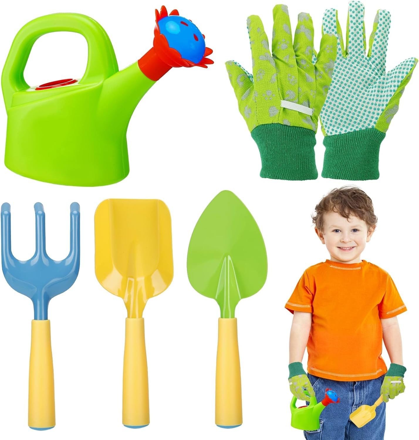 Sturdy Kids Gardening Toy Set with Gloves & Watering Can – Gift for Toddlers