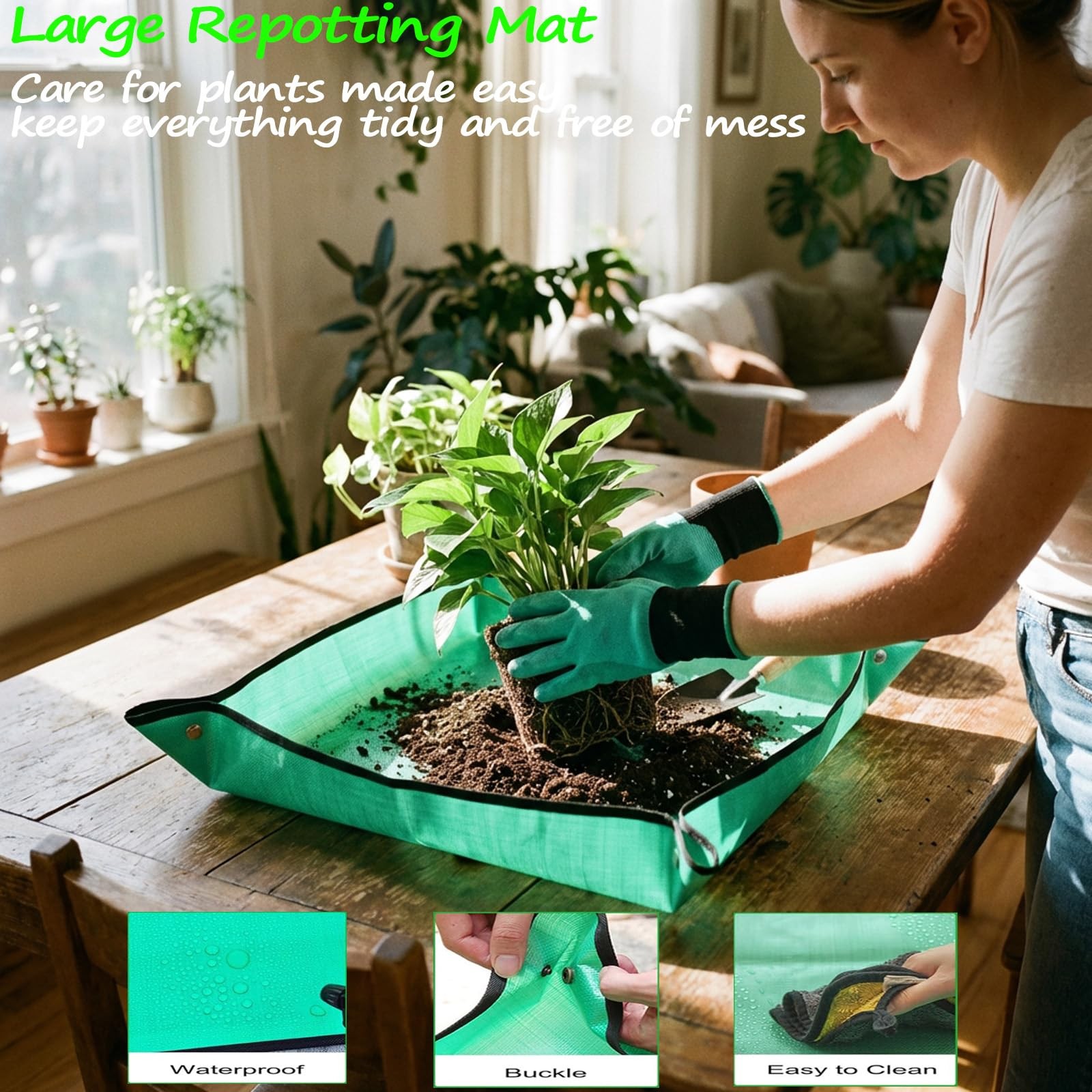 Beswill 14 PCS Garden Tool Set with Soil Moisture Meter, Stainless Grenn