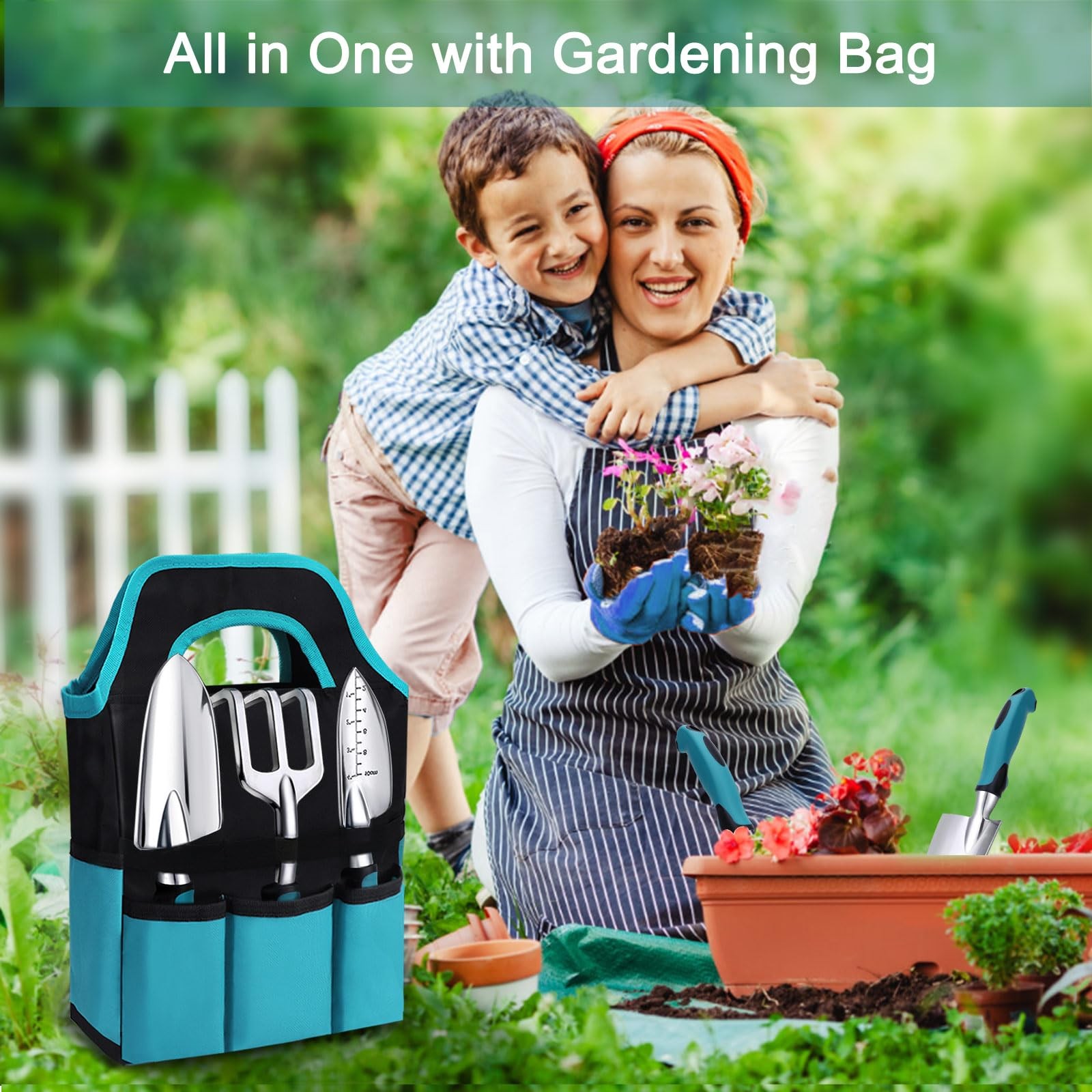 7Piece Gardening Tools Set, Heavy Duty Garden Tools Kit with Garden Trowel, G…