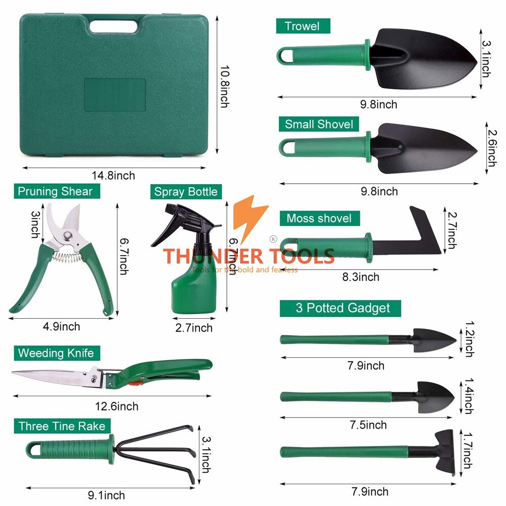 Thunder Tools 10pcs Garden Tool Set Gardening Tools Gift Kit Non-Slip Handle