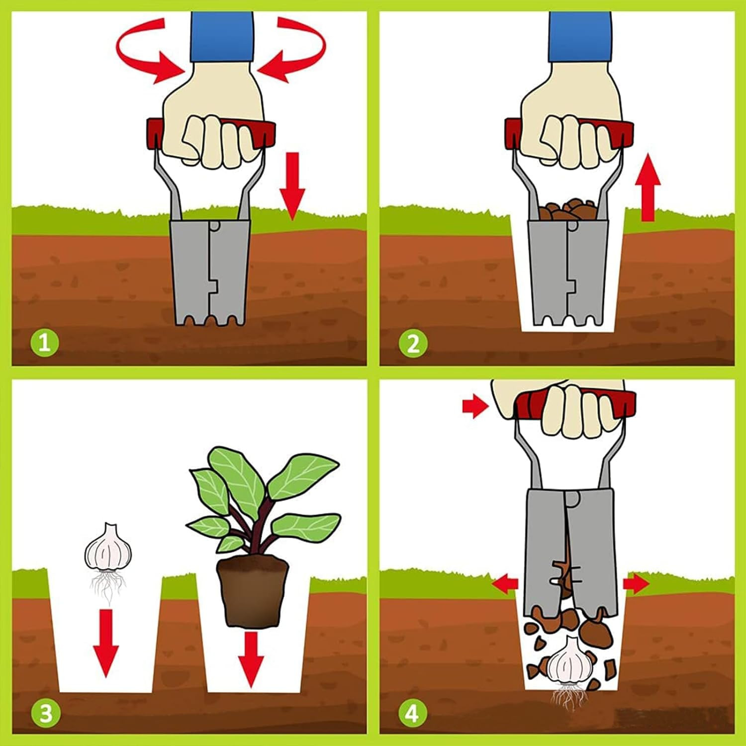 Bulb Planter with Depth Markers – Automatic Soil Releasing Seed Bulb Transplante