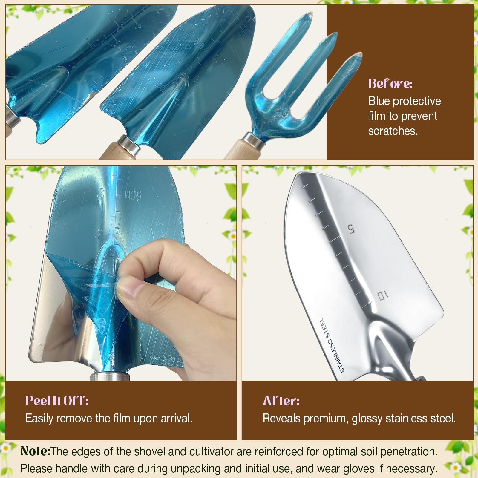Gardening Tools 9-Piece Heavy-Duty Garden Tools Set, Stainless Steel Garden H…