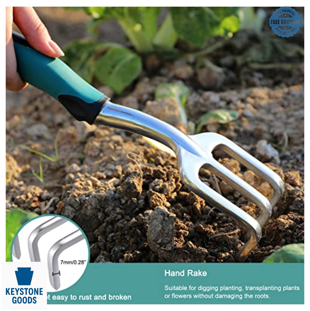 3 Piece Heavy Duty Cast Aluminum Garden Tool Set Trowel Transplanter Hand Rake