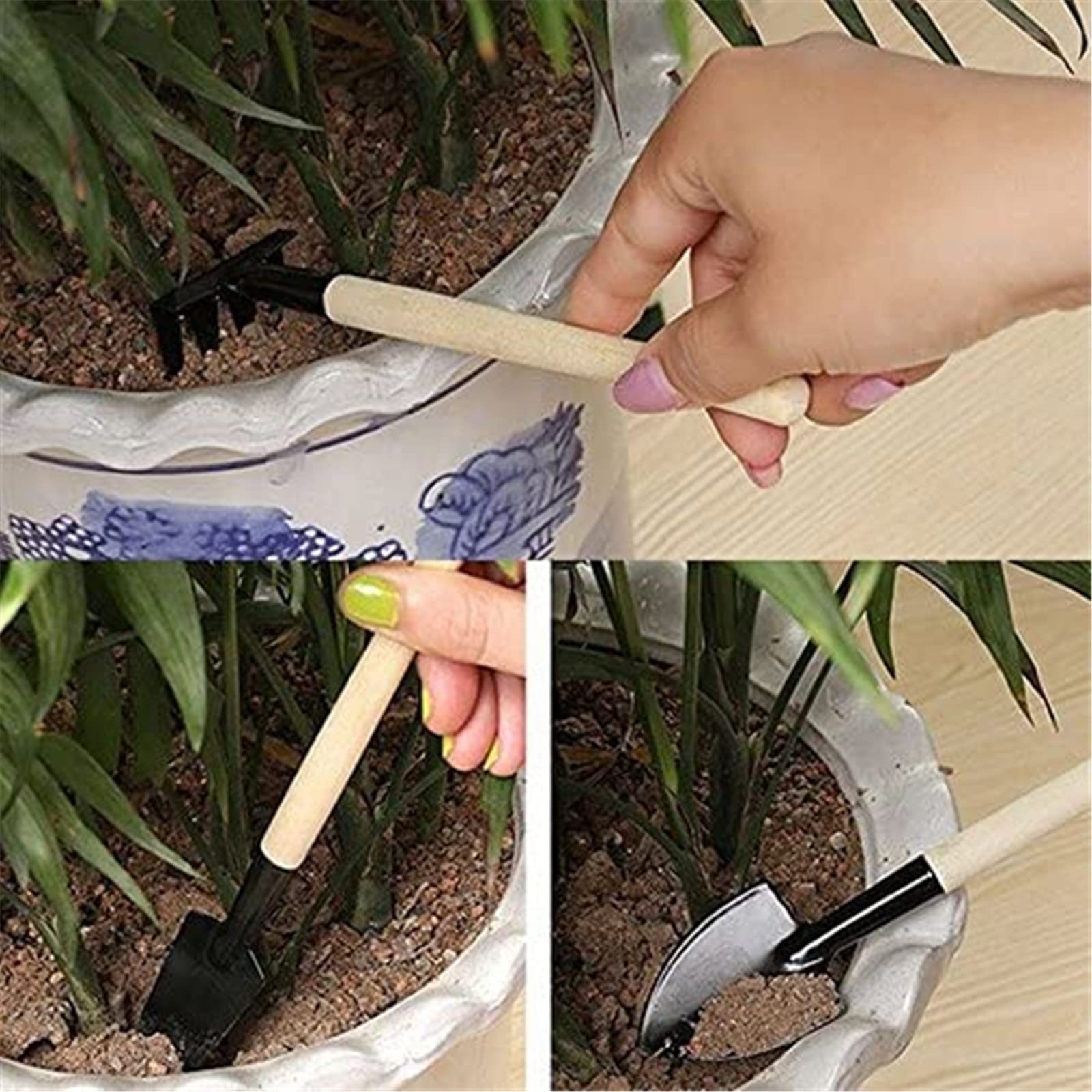 6 Pcs Garden Tools Mini Gardening Kit Plant Potted Flower Gadget Wooden Handles