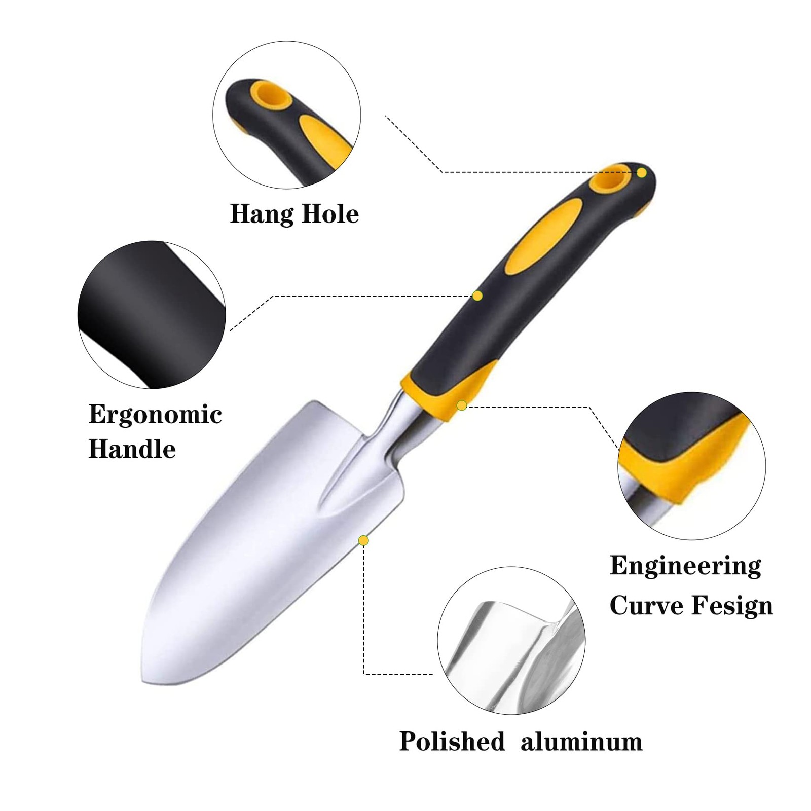 Garden Trowel Hand Shovel For Gardening With Soft Rubberized Nonslip Handle For